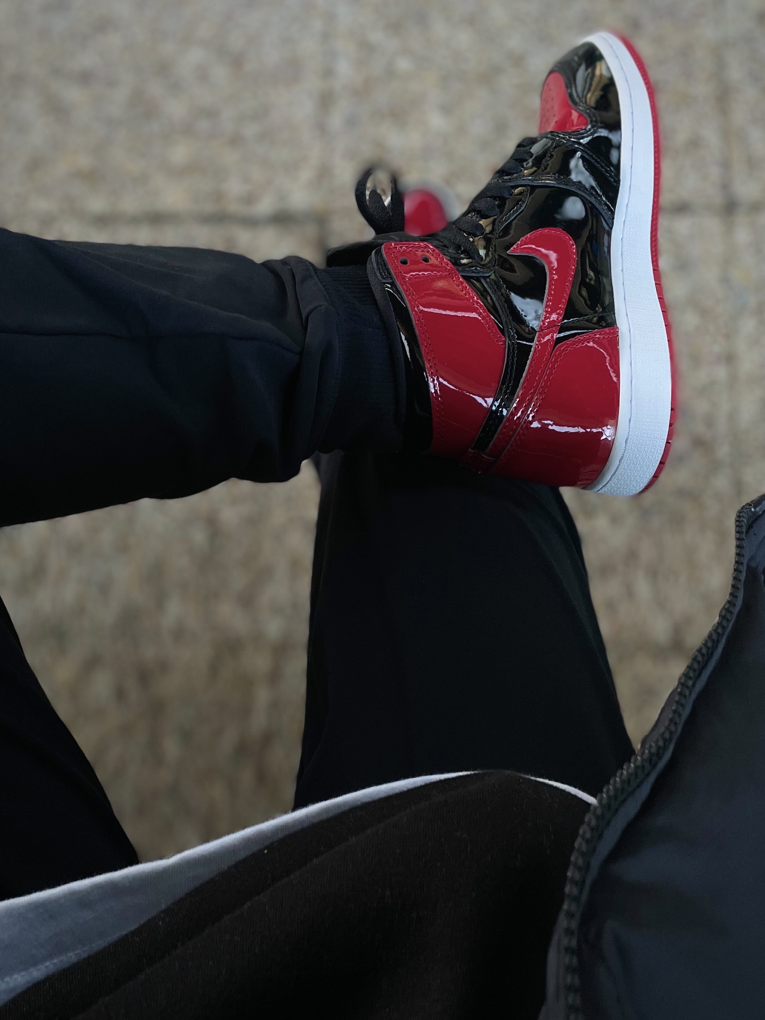 Jordan 1 Retro High OG Patent Bred, (GS) Jordan 1 Retro High OG Patent Bred 착용 스타일