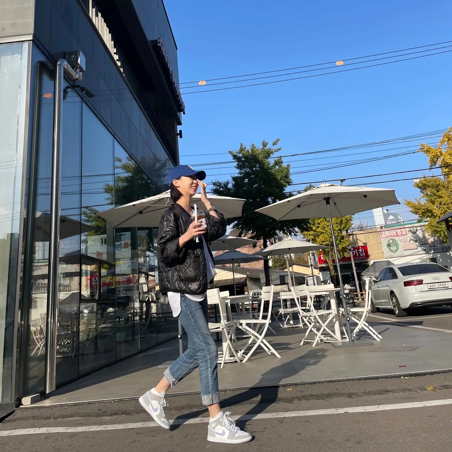 (W) Jordan 1 Mid Wolf Grey 착용 스타일