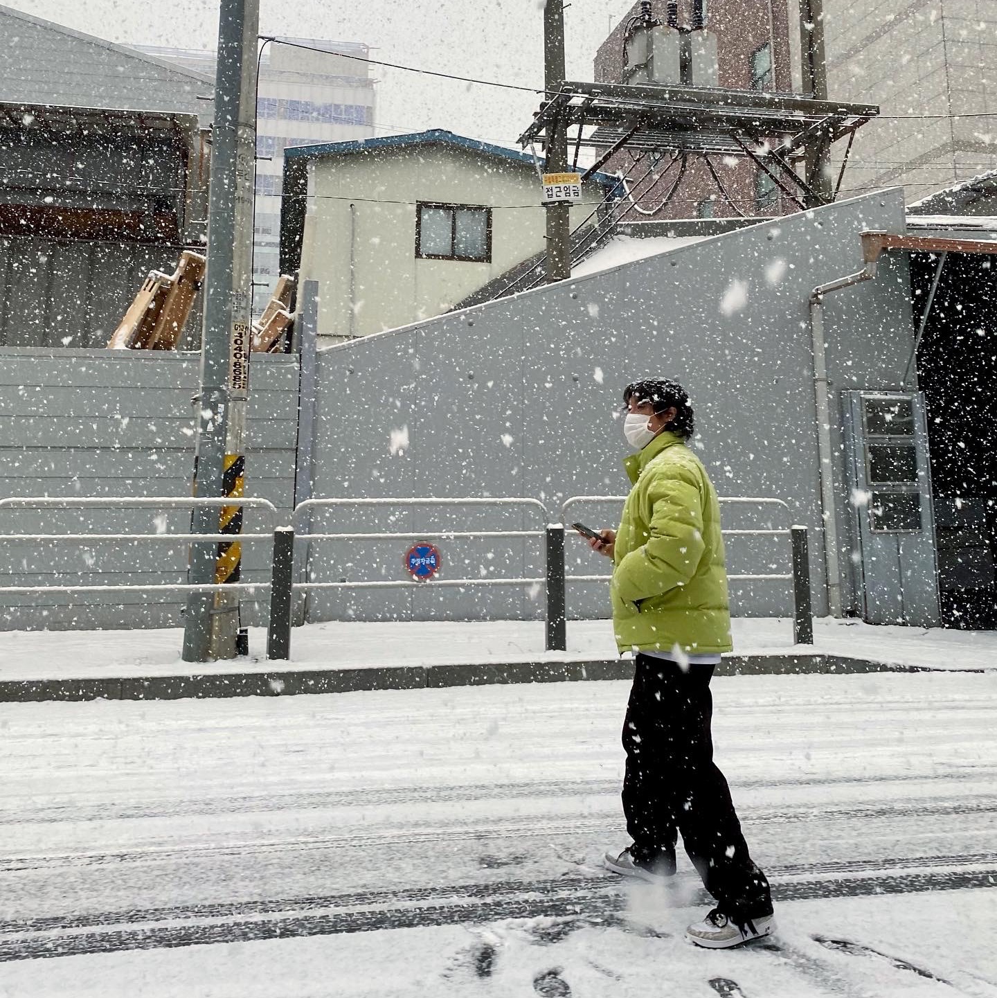 Stussy Ripstop Down Puffer Jacket Lime, Stussy Surplus Cargo Pants Black 착용 스타일 - 1