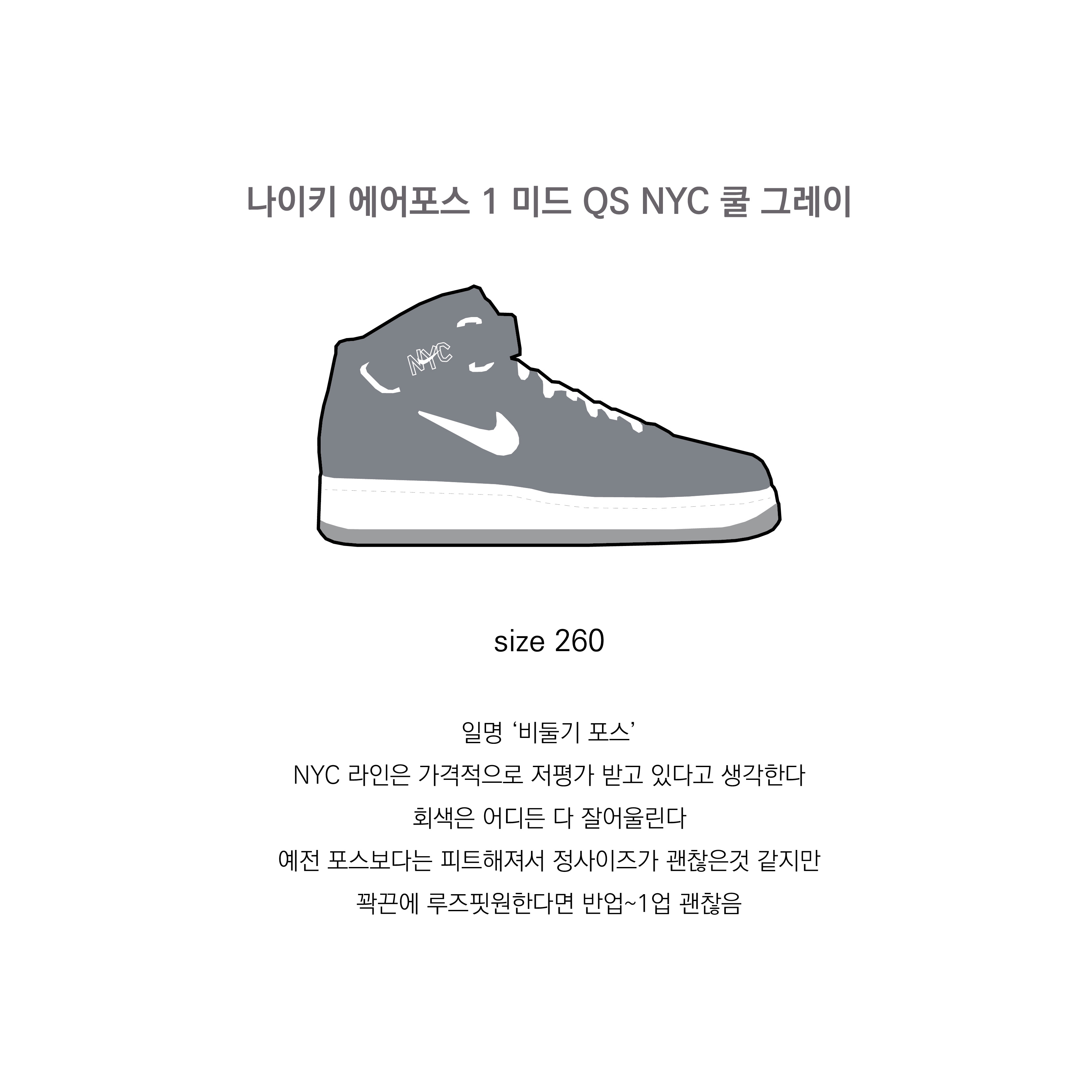 Nike Air Force 1 Mid QS NYC Cool Grey 착용 스타일 - 1