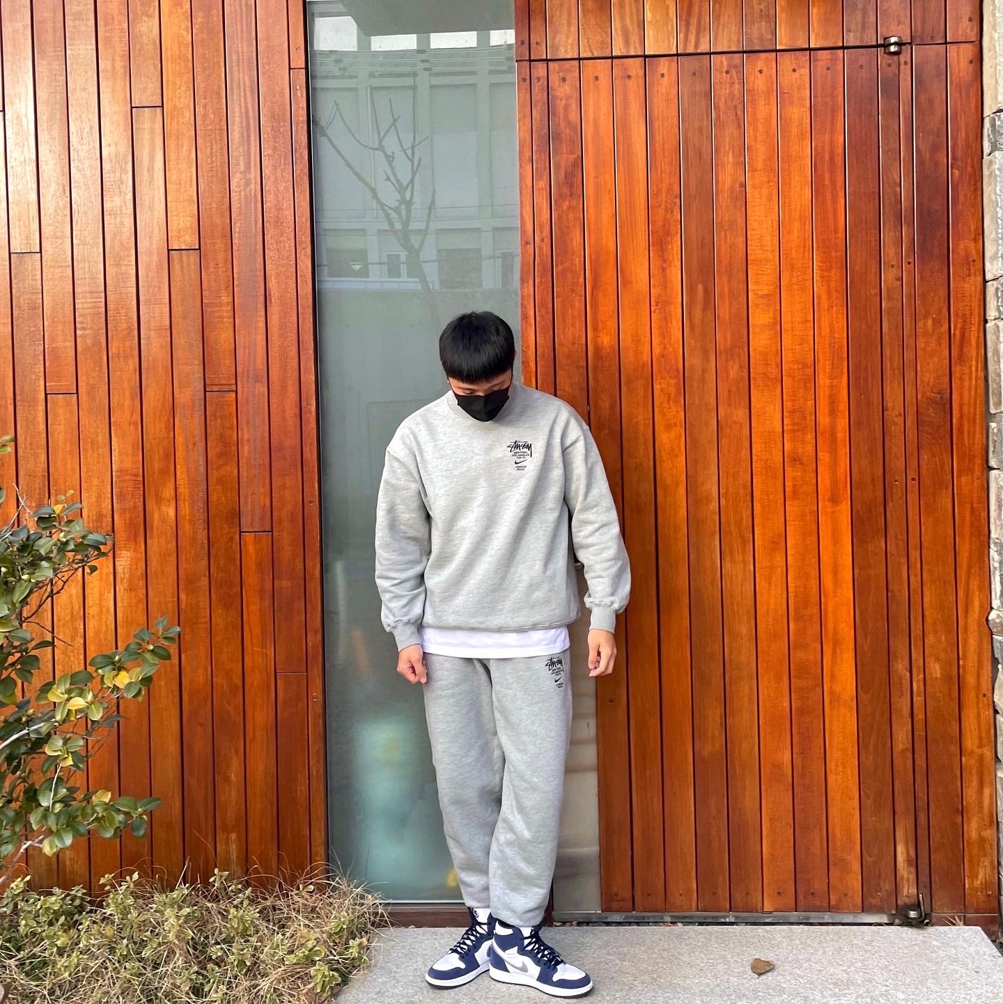 Supreme x The North Face Faux Fur Nuptse Jacket Black - 20FW, Nike x Stussy NRG ZR Fleece Pants Heather Grey - US/EU 착용 스타일 - 2