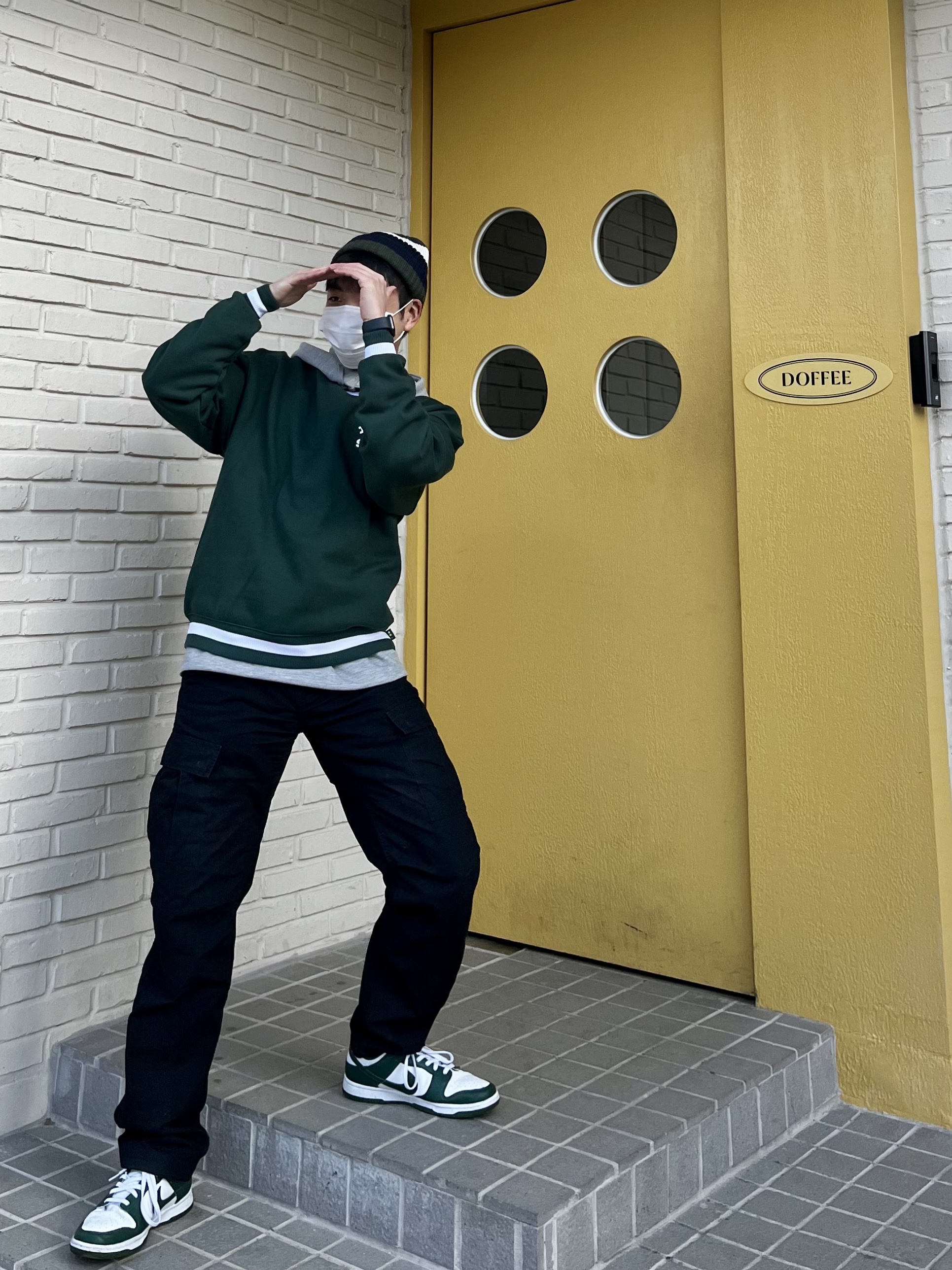 Nike Dunk Low Retro Varsity Green, IAB Studio x Yonex Sweatshirt Green 착용 스타일