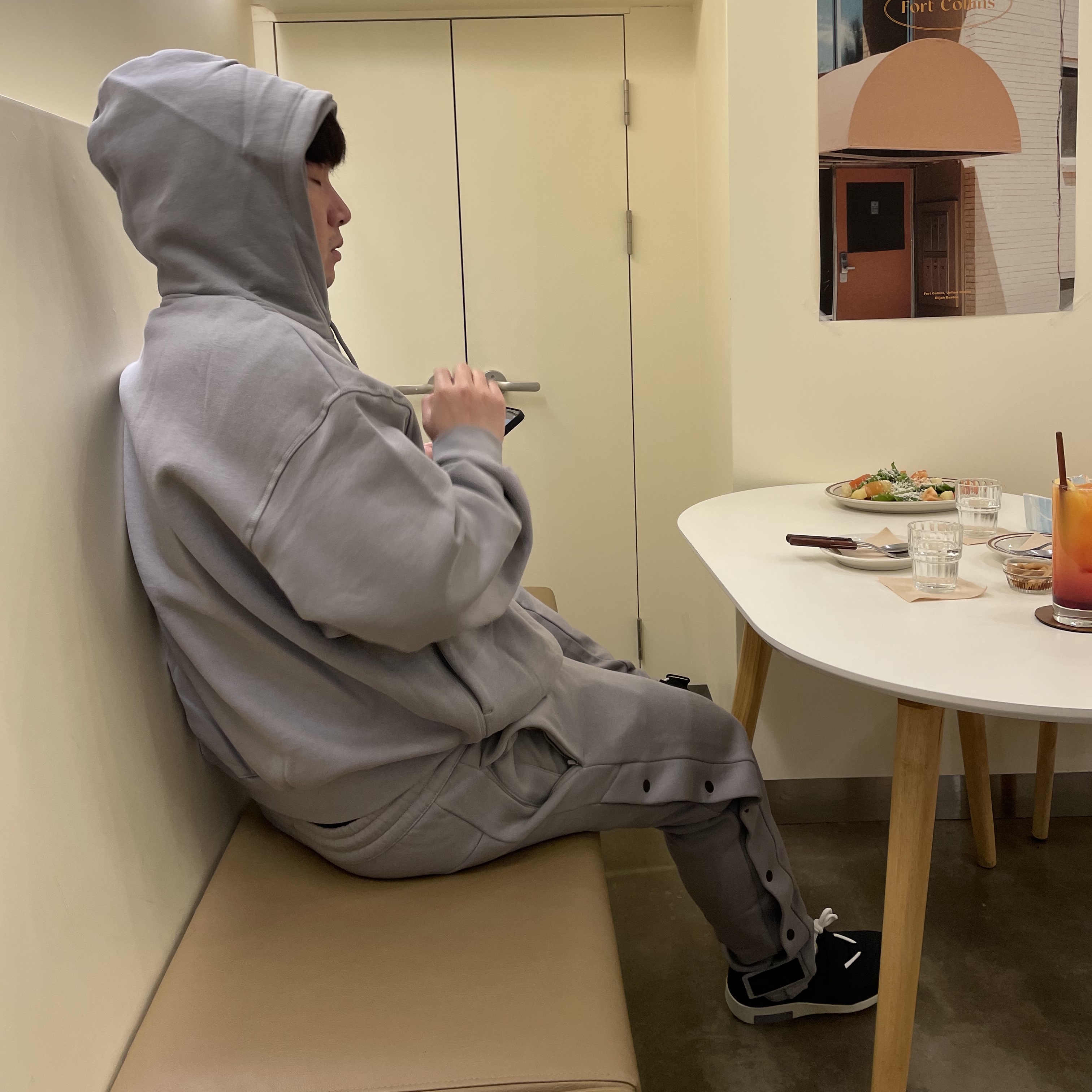 Nike x Fear of God Double Hood Hoodie Dust Sail, Nike x Fear of God Air Fear of God Raid Black 착용 스타일