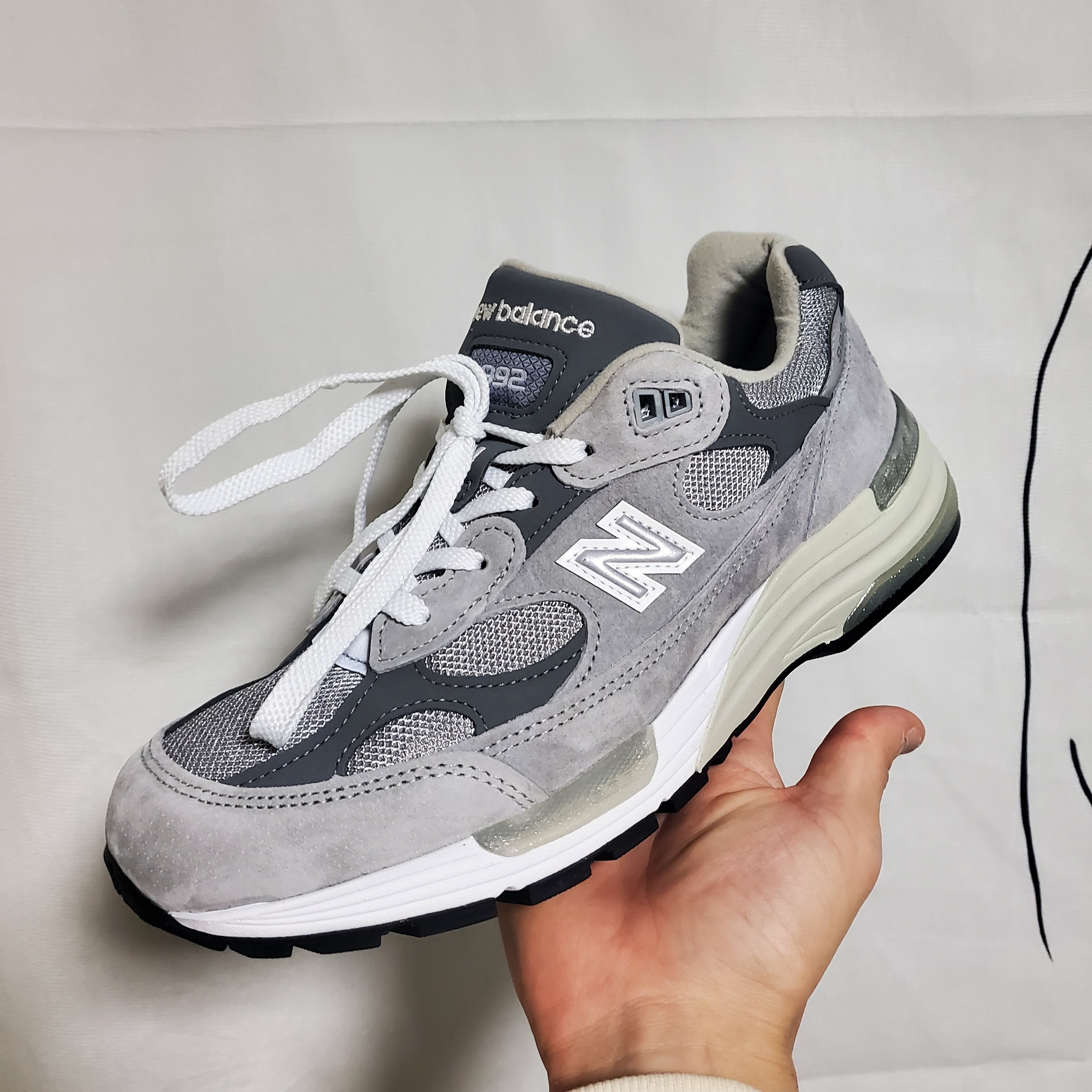 New Balance 992 Made in USA Grey - D Standard 착용 스타일 - 2