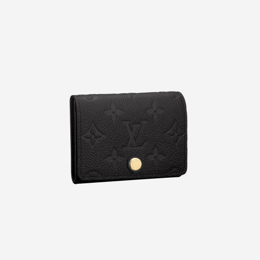 Louis Vuitton Business Card Holder Monogram Embossed Leather Black