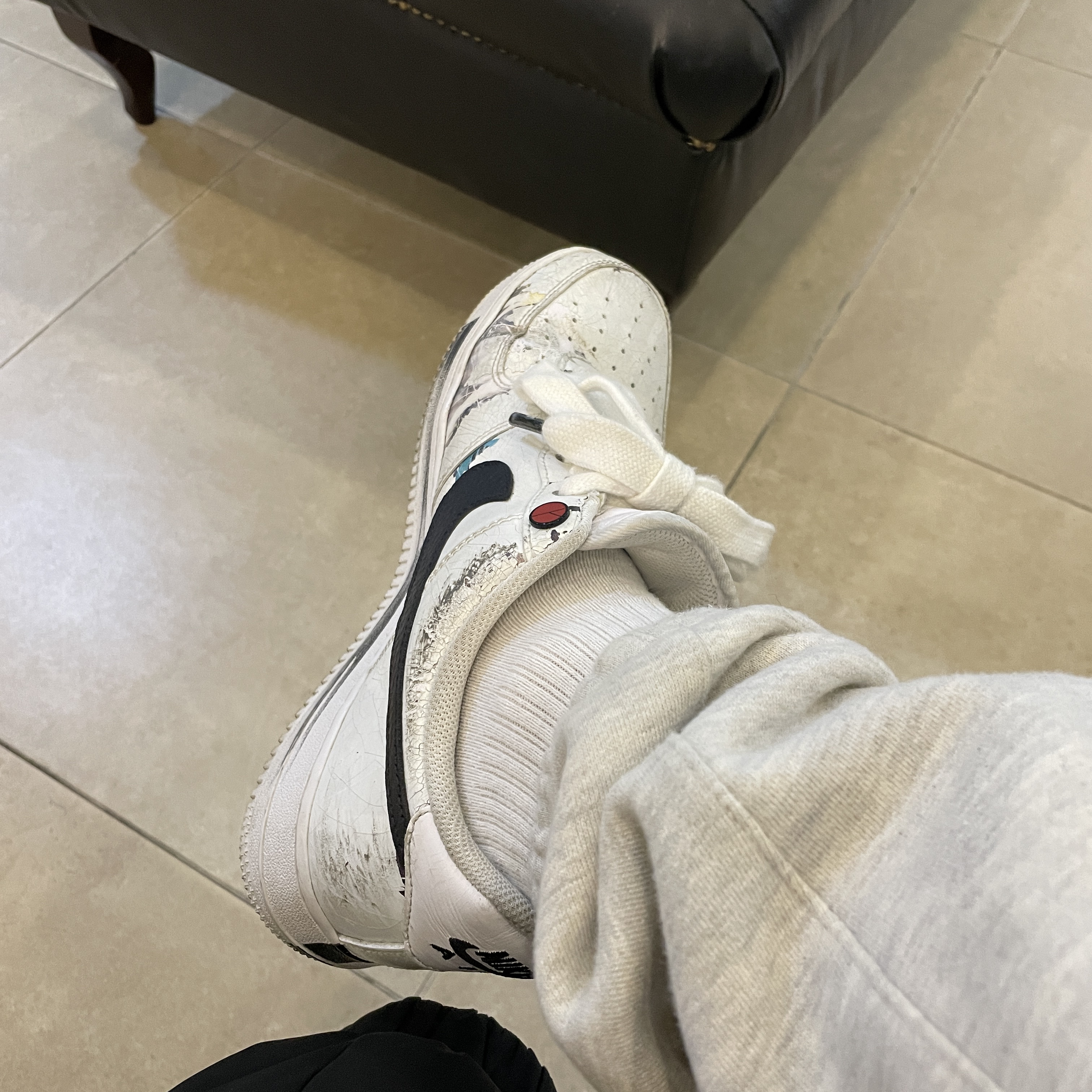 Nike x Peaceminusone Air Force 1 Low Para-Noise 2.0, Essentials Sweatpants Oatmeal/Oatmeal Heather/Light Heather Oatmeal 2020 착용 스타일