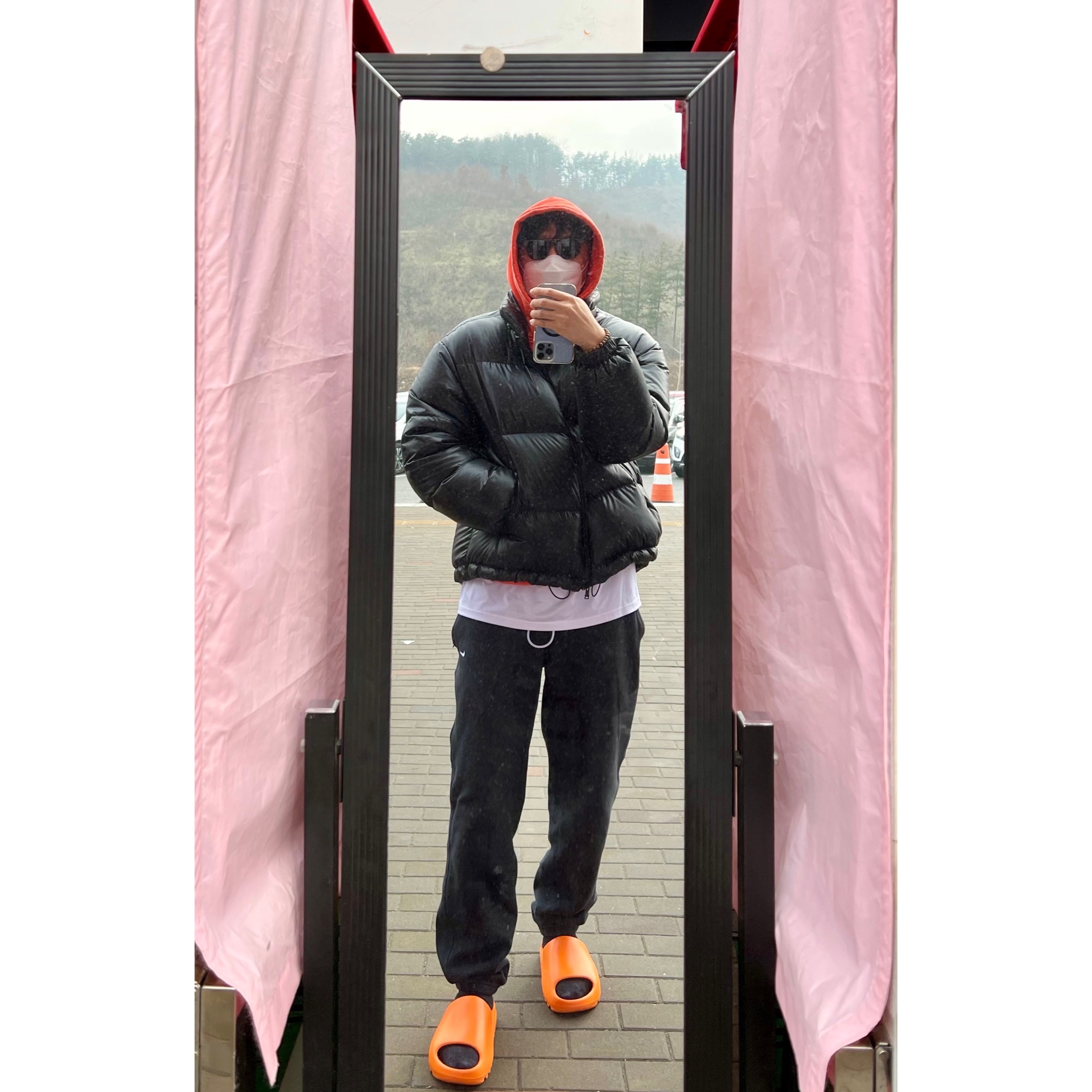 Nike x Cactus Plant Flea Market Shoebox Heavyweight Hooded Pullover Orange - US/EU, Nike M NRG Sweatpants Black 착용 스타일
