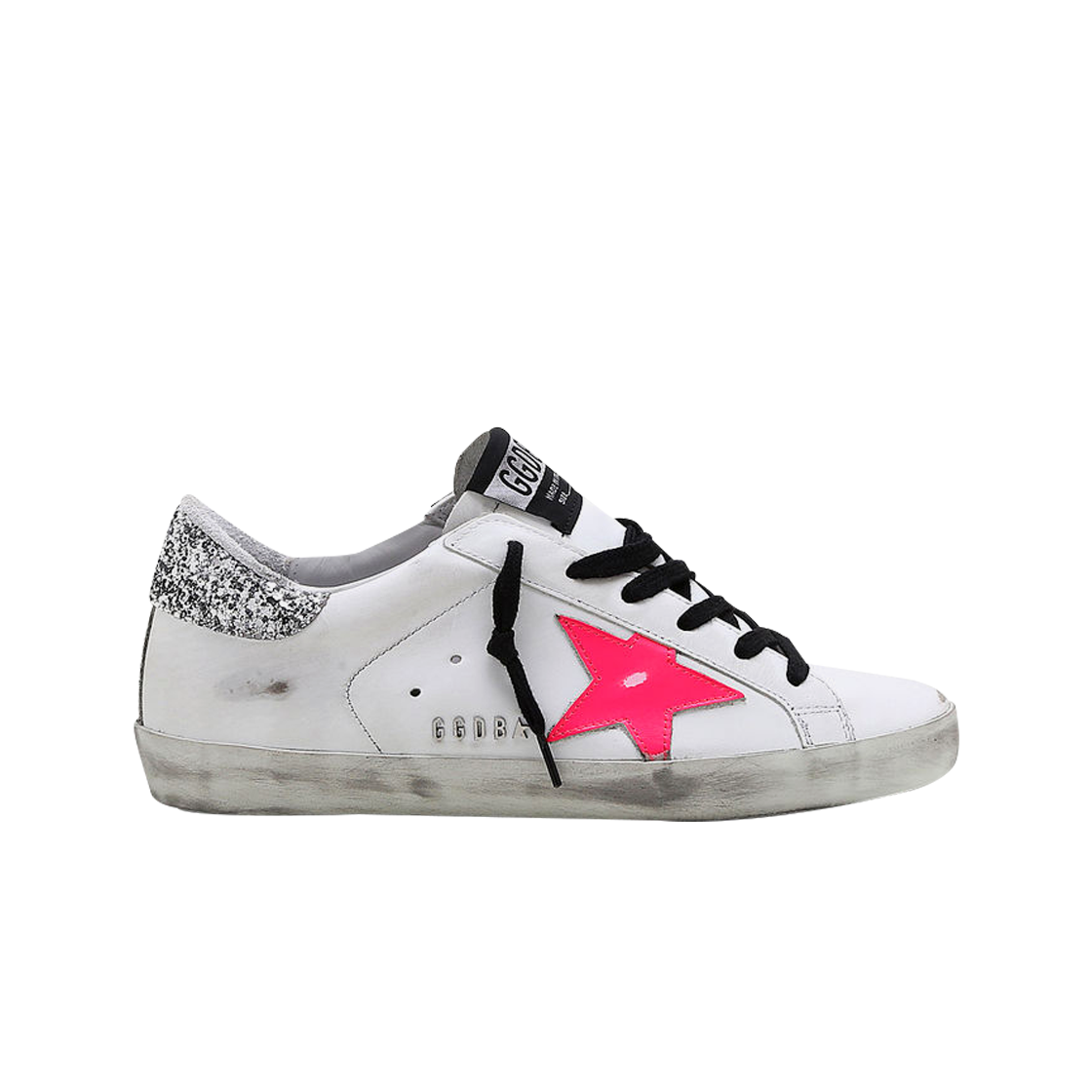 (W) 골든구스 슈퍼스타 화이트 핑크 글리터리 실버탭 스니커즈((W) Golden Goose Superstar White Pink Glittery Silver Tab Sneakers) - 1