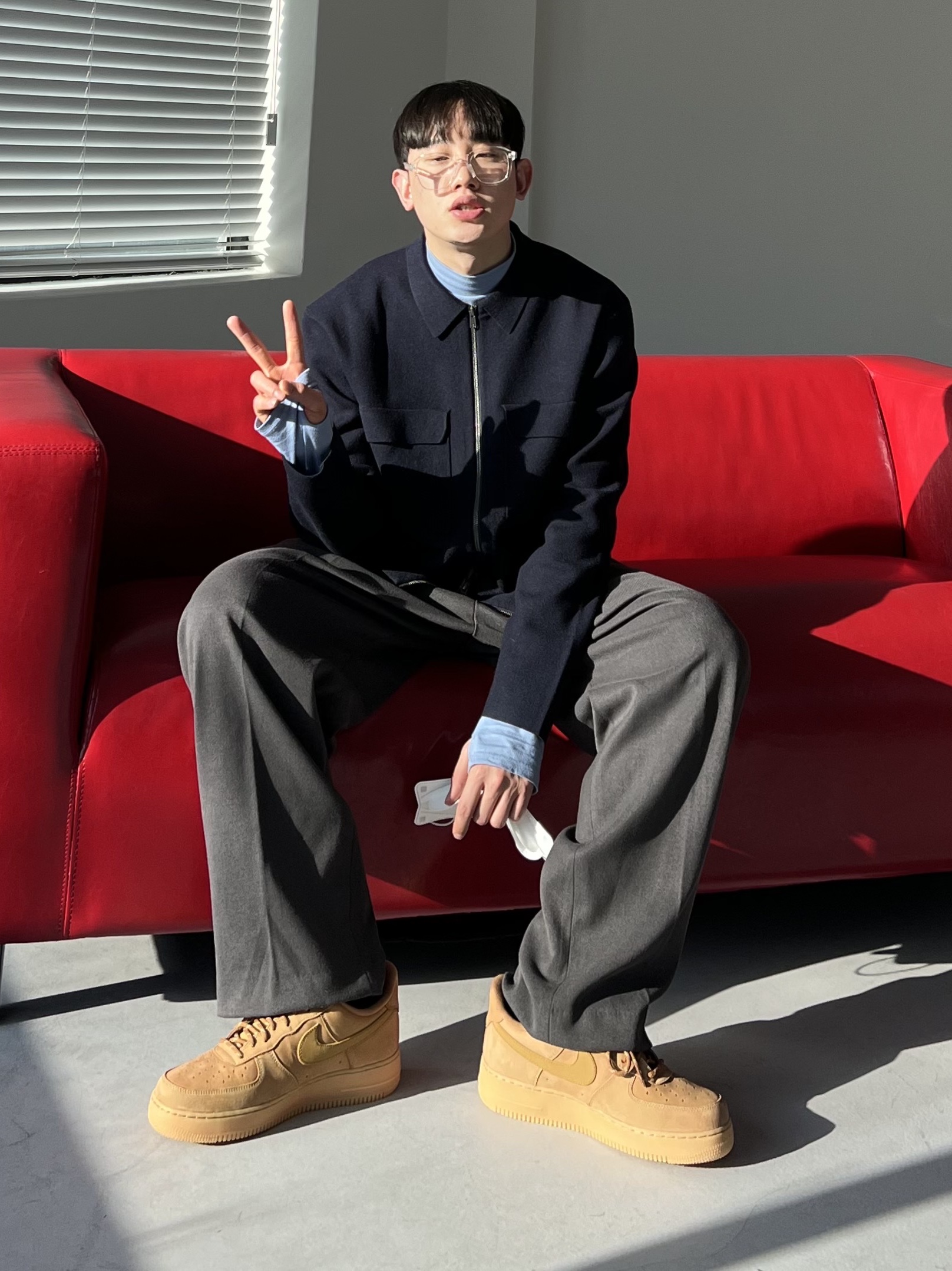 Nike Air Force 1 Mid '07 WB Flax 착용 스타일 - 1