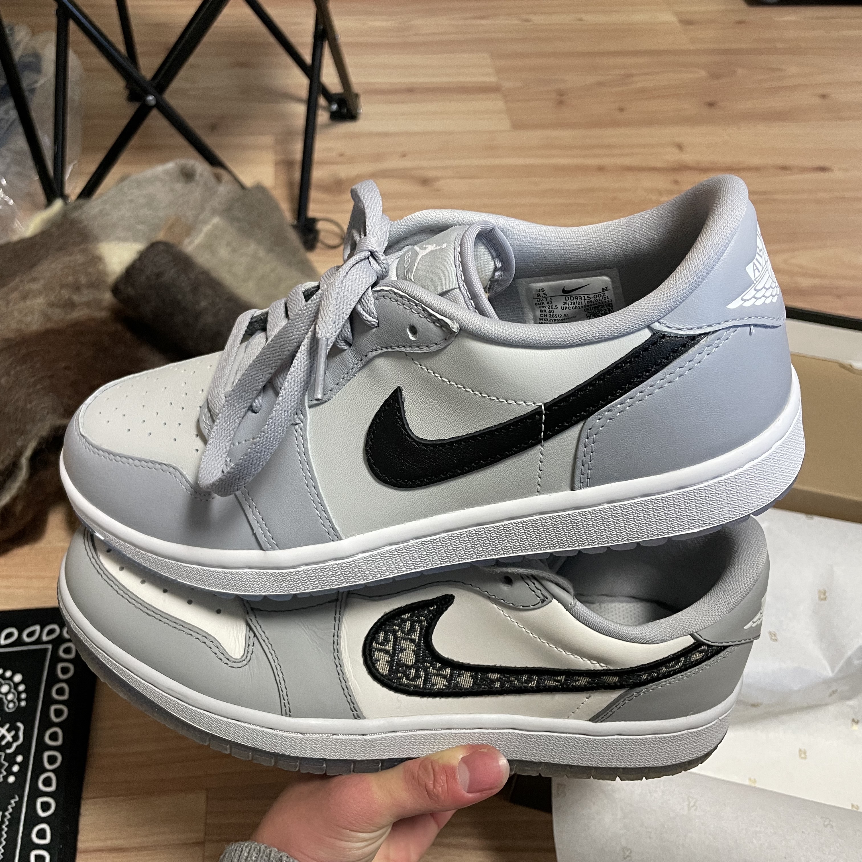 Jordan 1 Low Golf Wolf Grey, Jordan 1 x Dior Low OG 착용 스타일