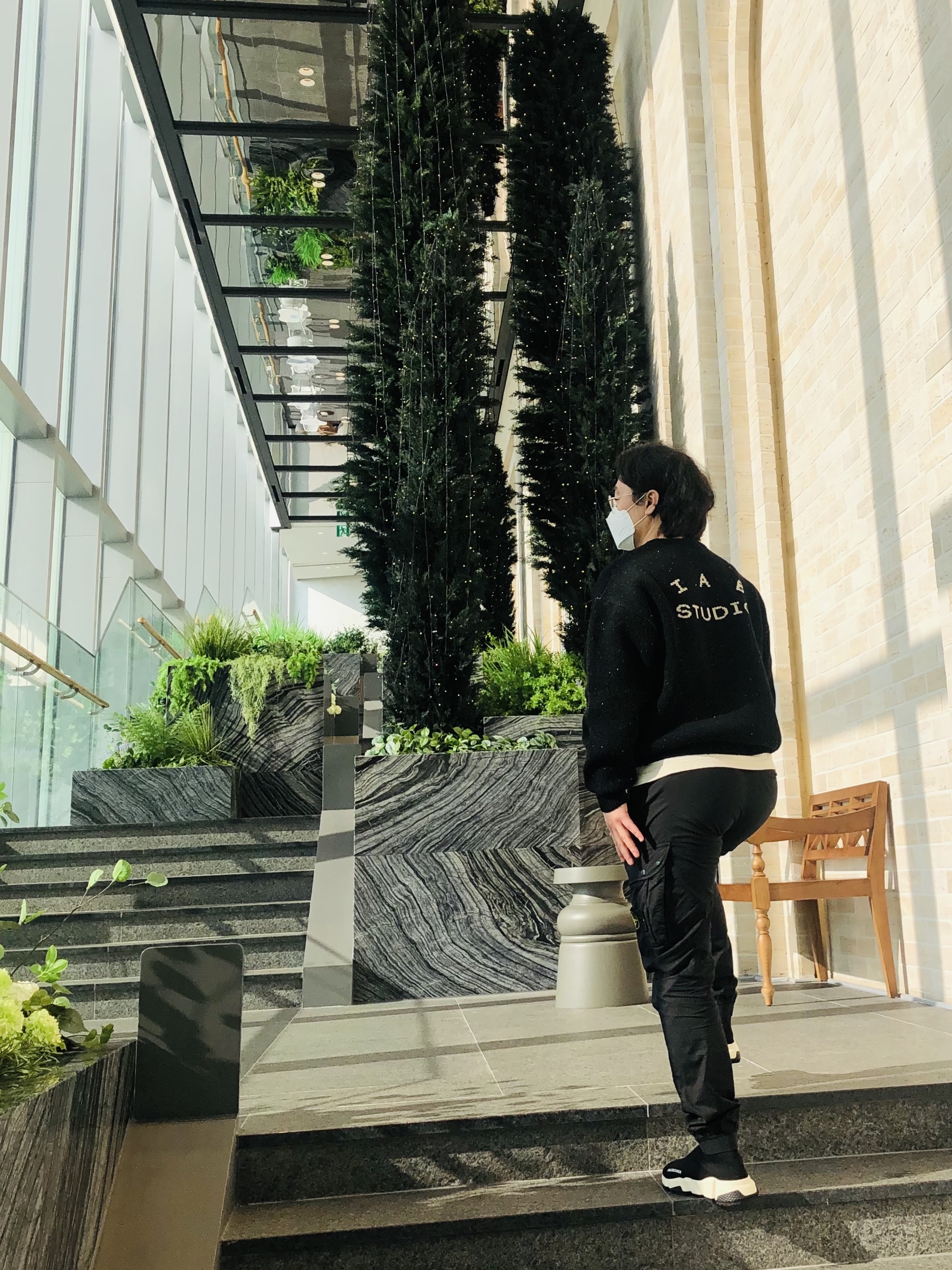 IAB Studio Knit Black, Stone Island 31303 Cargo Pants Black - 21SS 착용 스타일 - 2