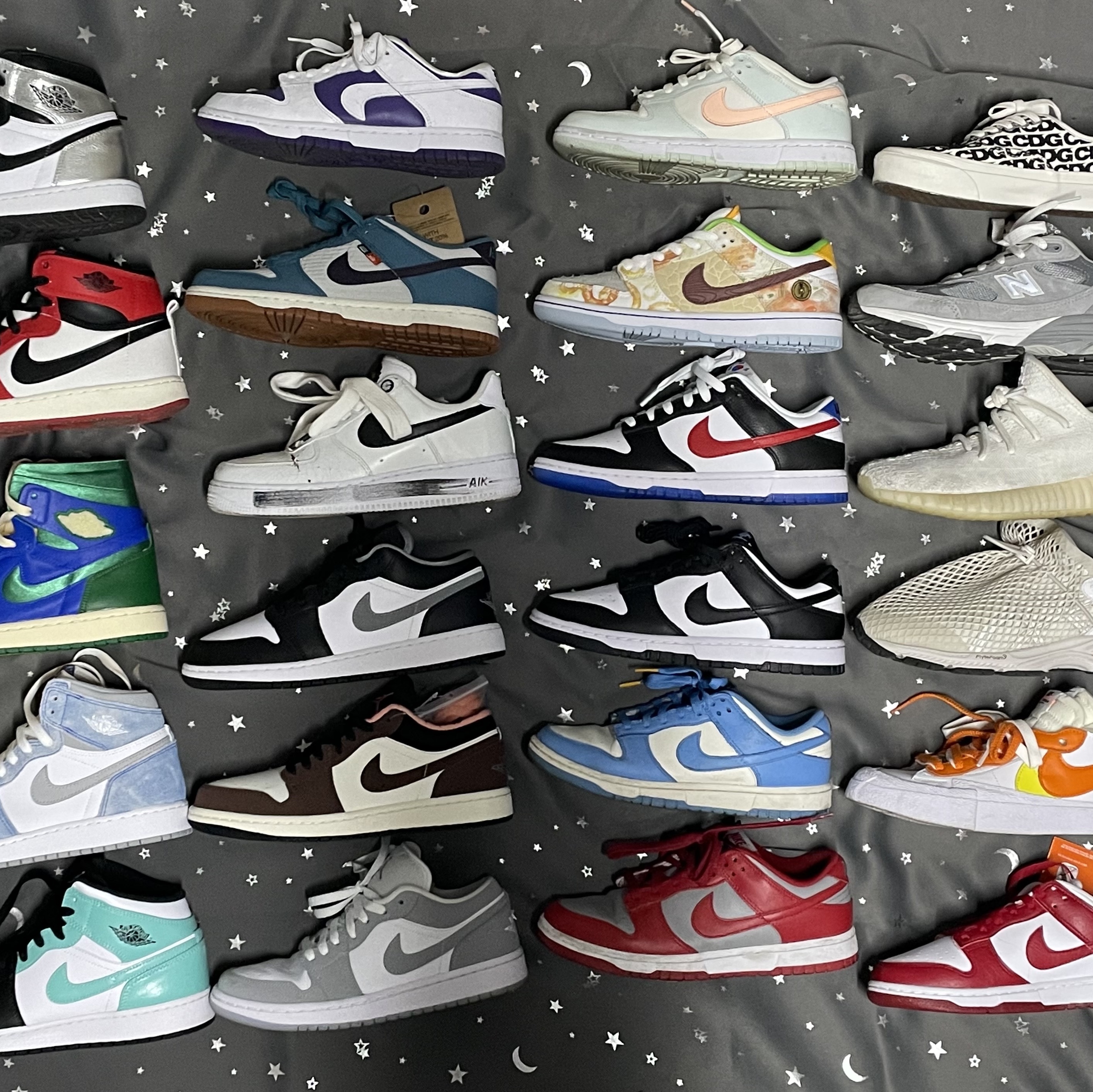 Nike x Peaceminusone Air Force 1 Low Para-Noise 2.0, (W) Jordan 1 Low White Wolf Grey 착용 스타일