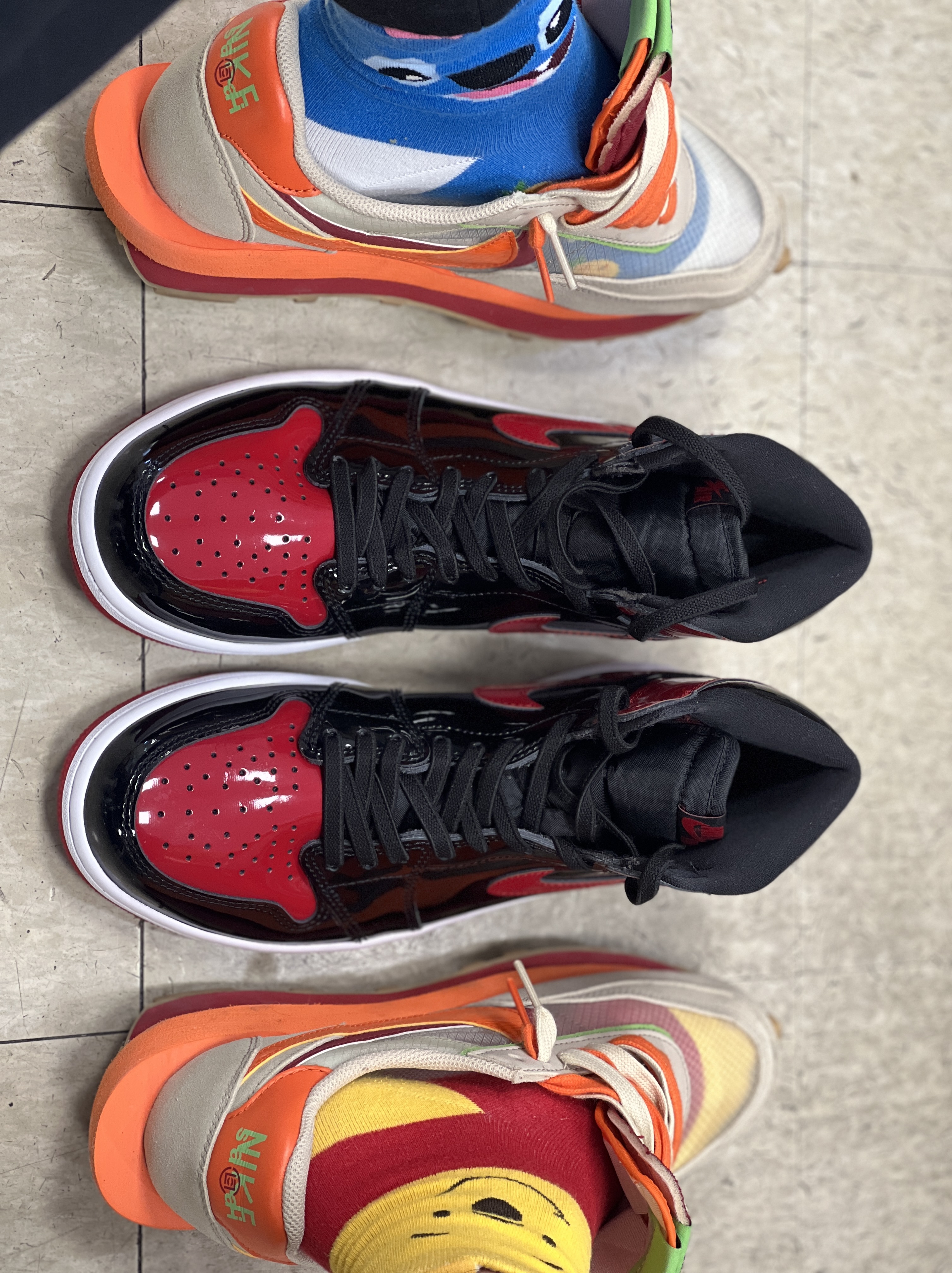 Nike x Sacai x Clot LDWaffle Orange Blaze 착용 스타일
