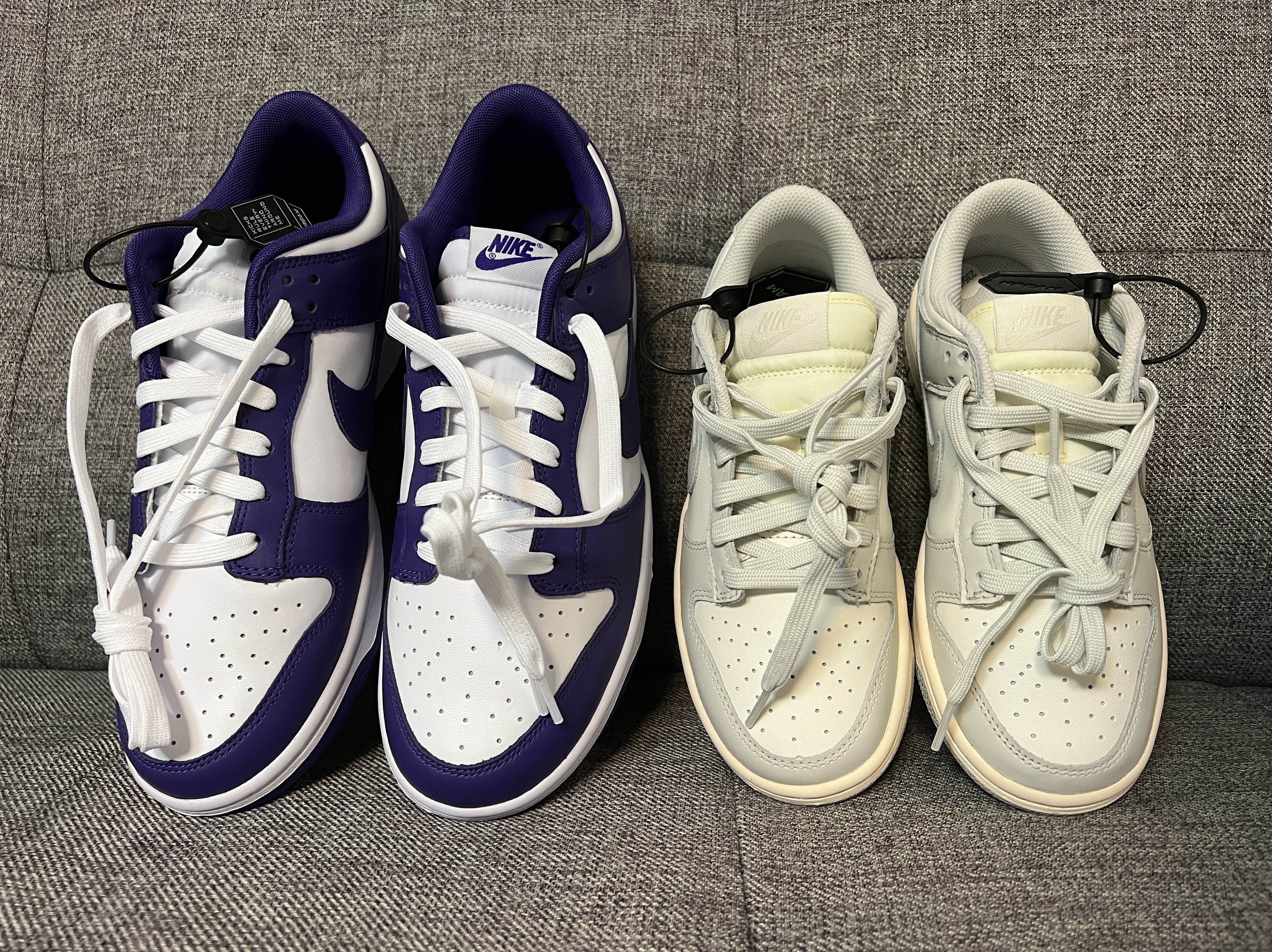 Nike Dunk Low Retro Championship Court Purple, (W) Nike Dunk Low Light Bone 착용 스타일 - 1