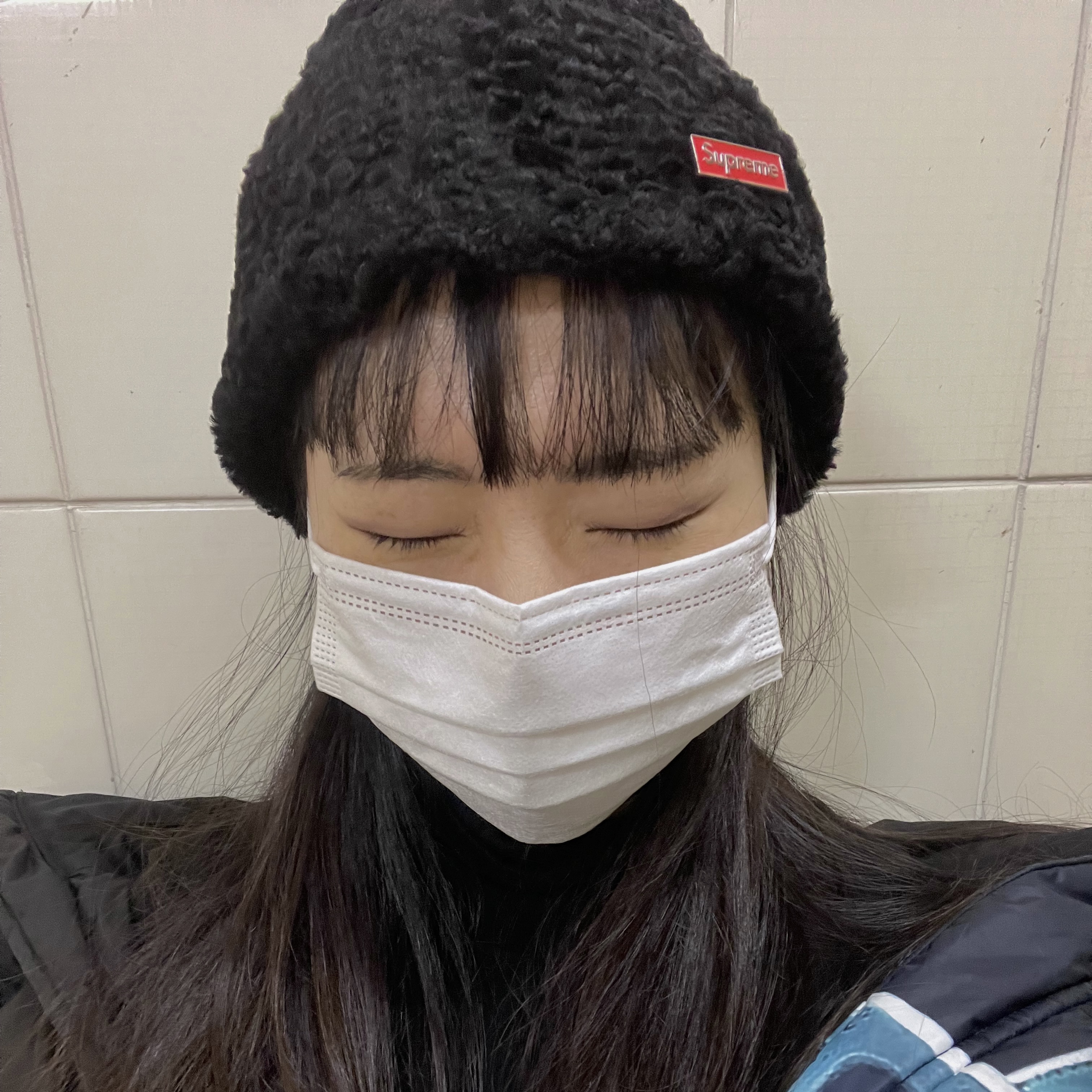 Supreme Ambassador Hat Black - 21FW, Supreme Saint Michael Fleece Jacket Black - 21SS 착용 스타일 - 2