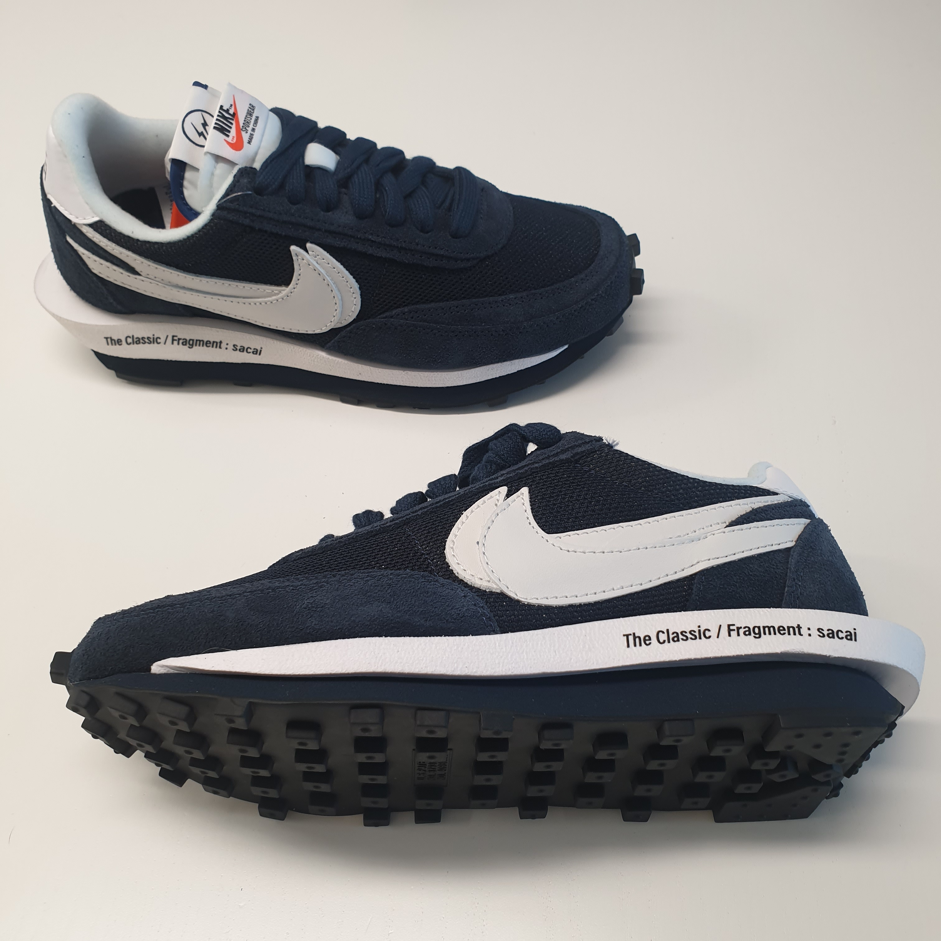 Nike x Sacai x Fragment LDWaffle Light Smoke Grey, Nike x Sacai x Fragment LDWaffle Blackened Blue 착용 스타일 - 5