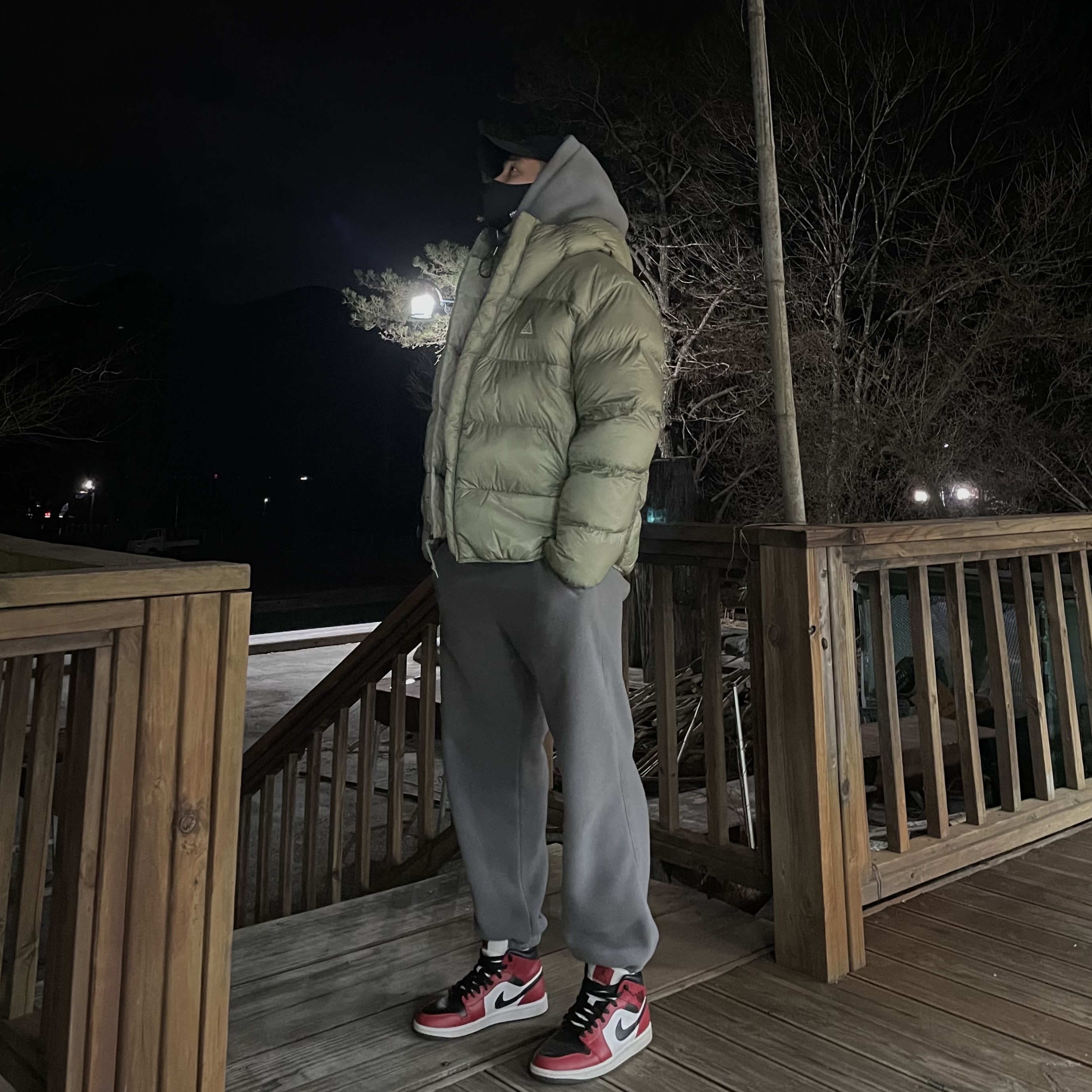 Nike ACG Therma-Fit ADV Lunar Lake Puffer Jacket Light Army - Asia 착용 스타일