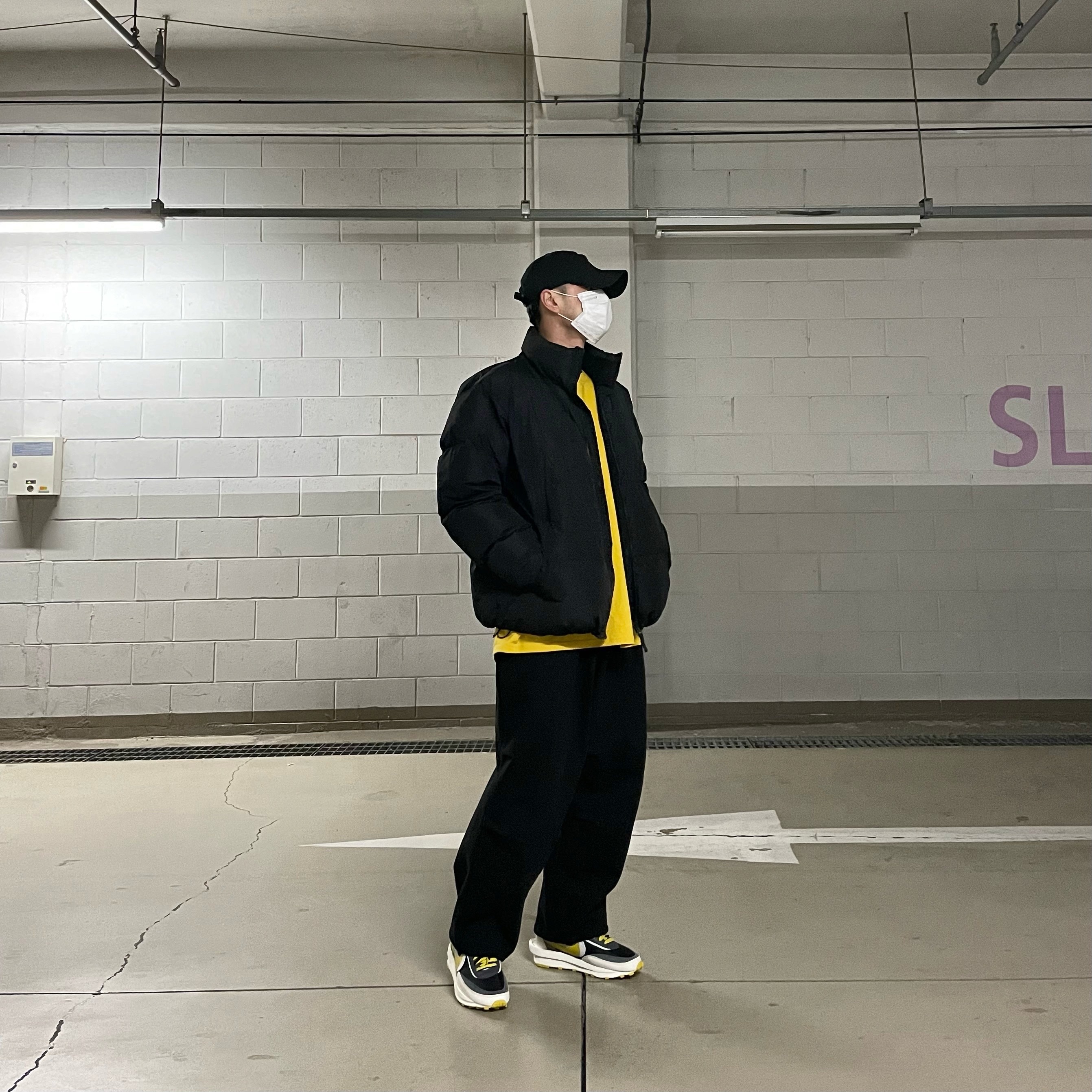 Nike x Sacai x Undercover LDWaffle Black Bright Citron 착용 스타일