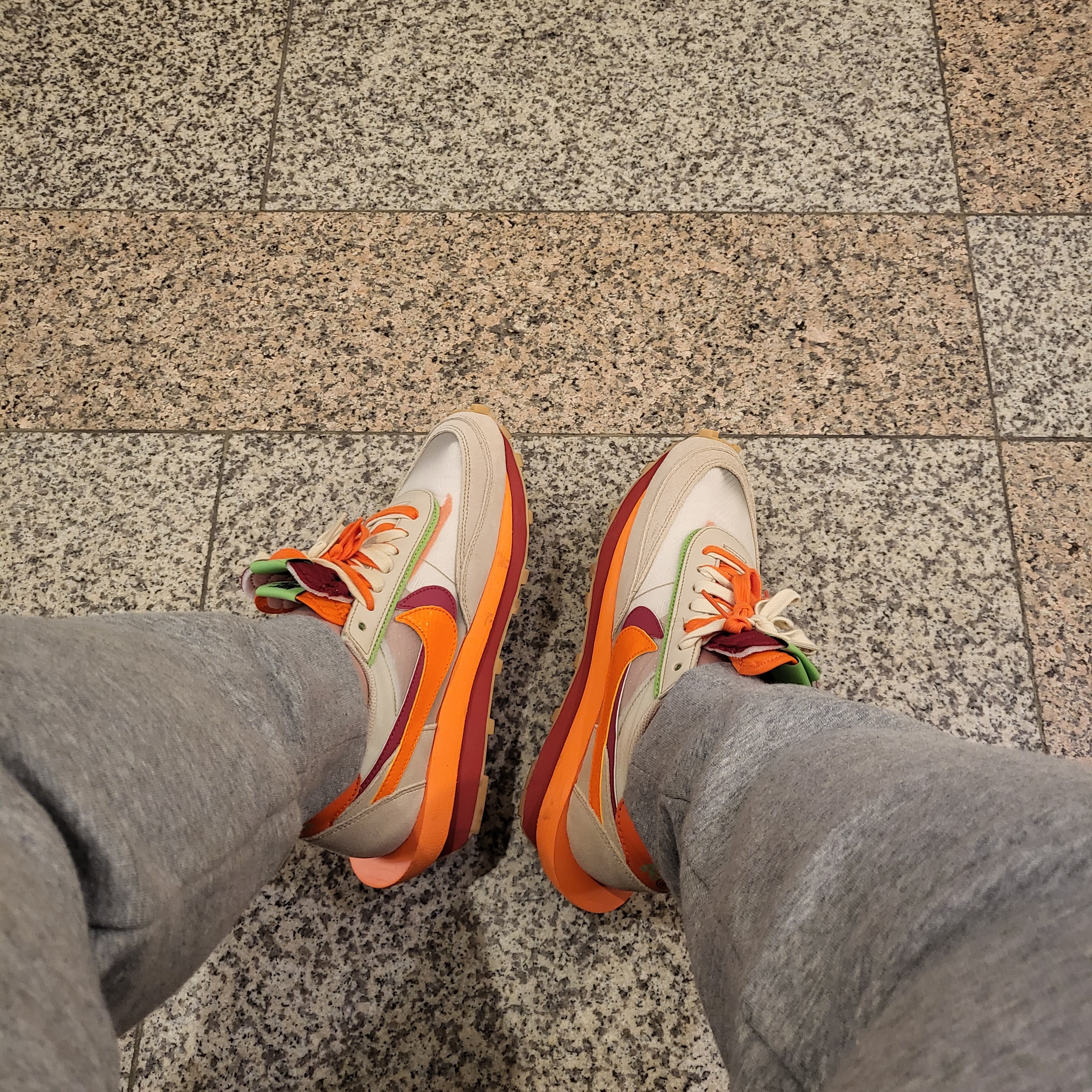 Nike x Sacai x Clot LDWaffle Orange Blaze 착용 스타일