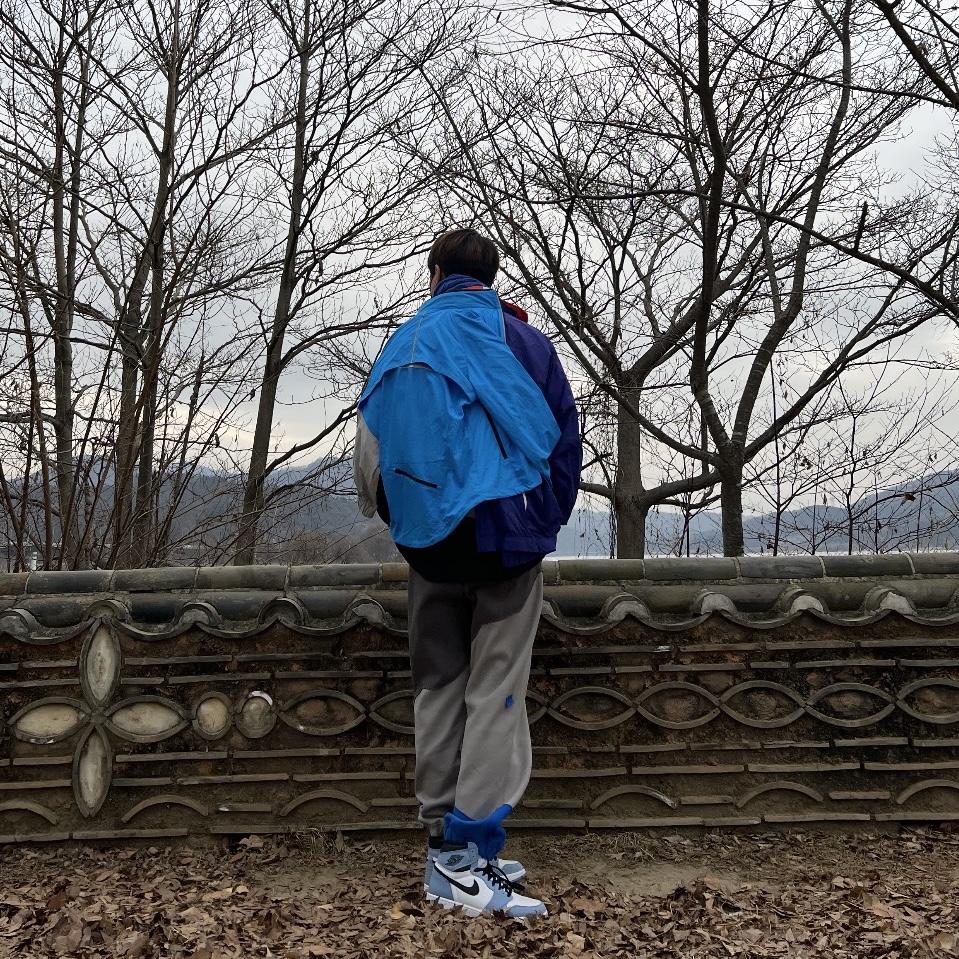 Ader Error x Zara Scarf Blue, Jordan 1 Retro High OG University Blue 착용 스타일 - 2