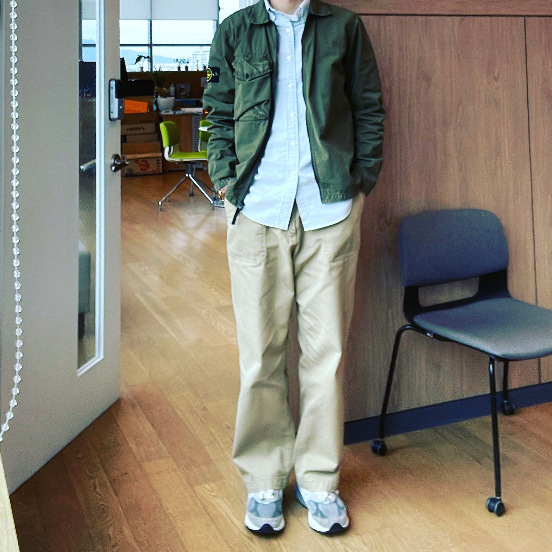 New Balance 993 Made in USA Grey - D Standard, Stone Island 117WN T.CO+OLD Overshirt Olive Green - 21SS 착용 스타일