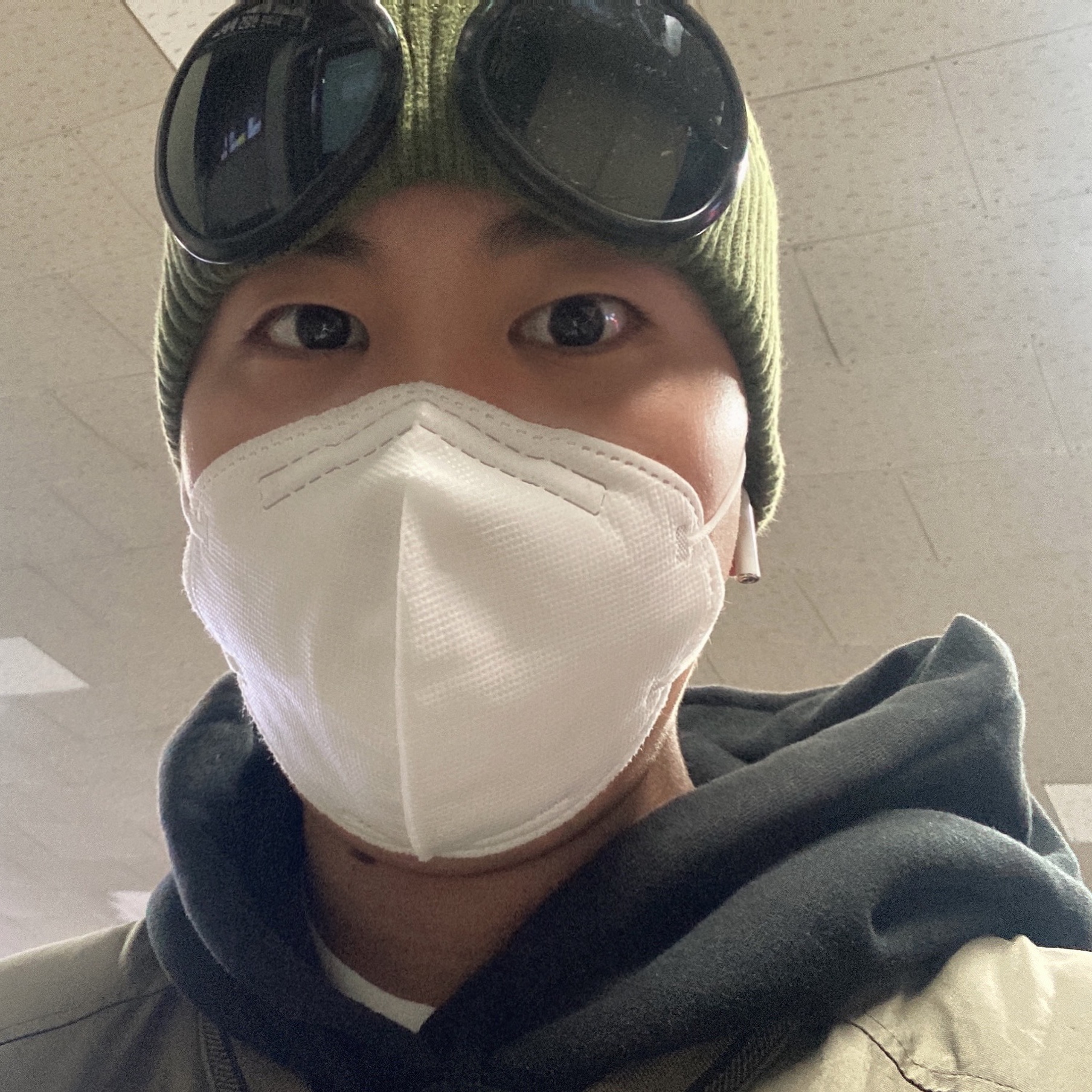 C.P. Company Cotton Goggle Beanie Khaki - 21SS 착용 스타일