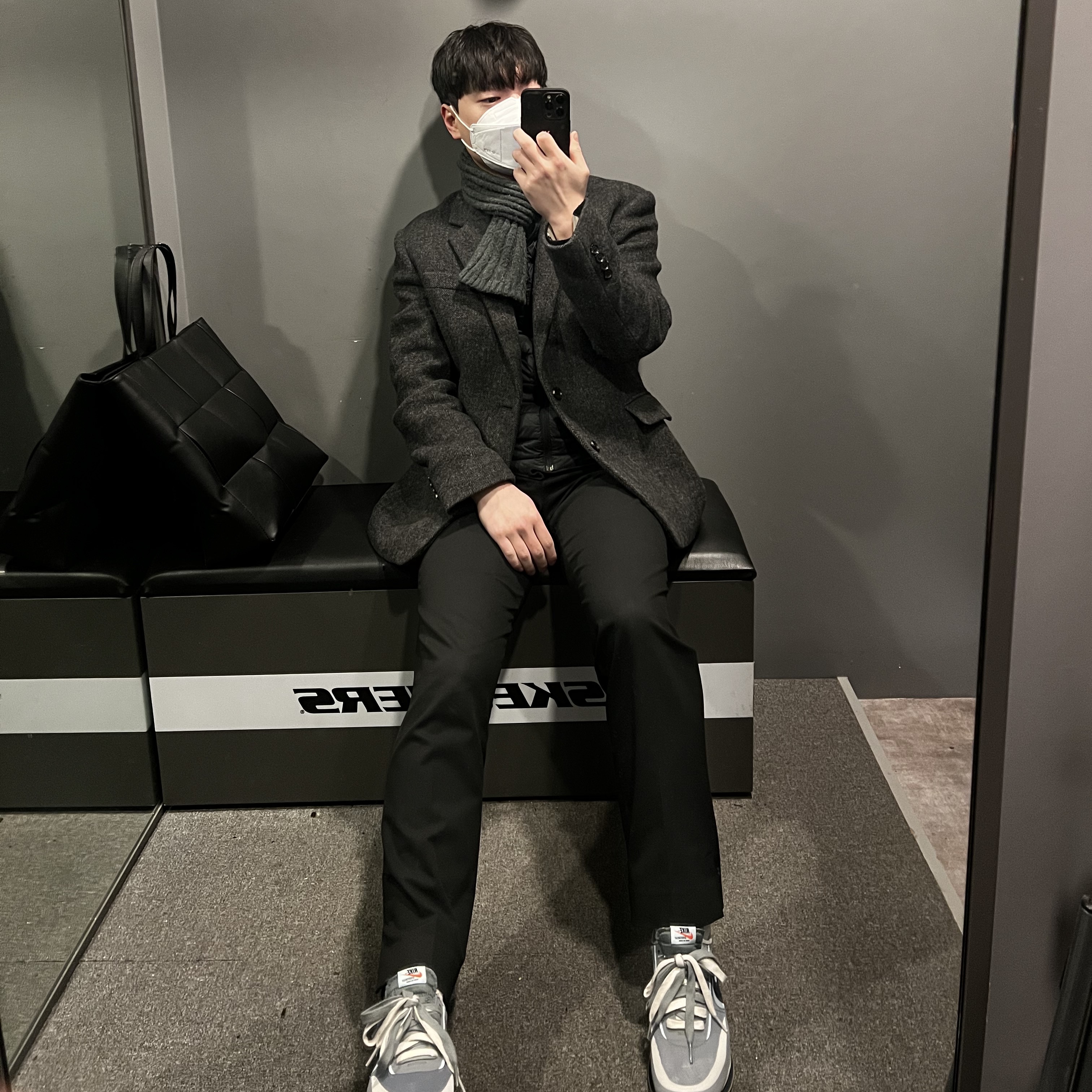 Nike x Sacai x Clot LDWaffle Cool Grey 착용 스타일