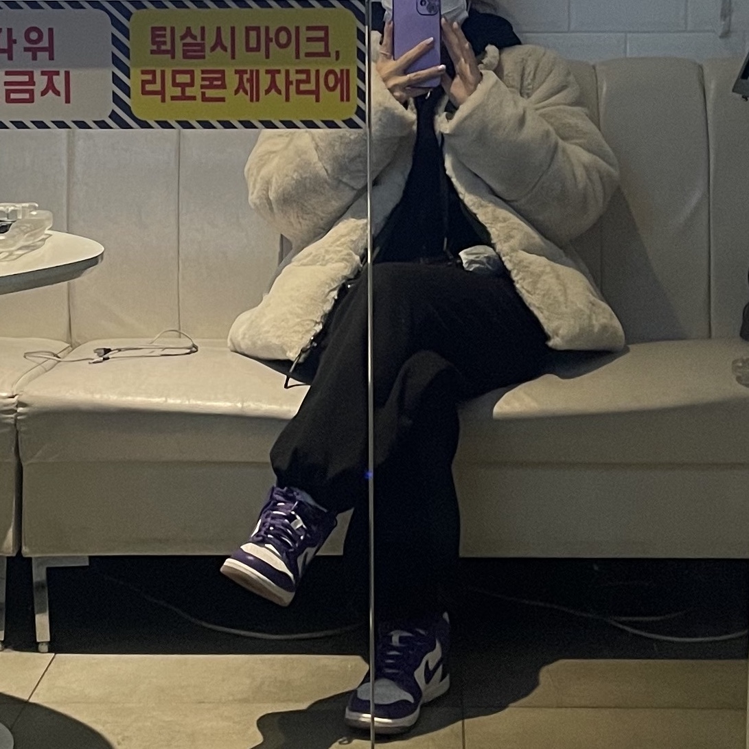 (W) Nike Dunk High SP Varsity Purple 착용 스타일