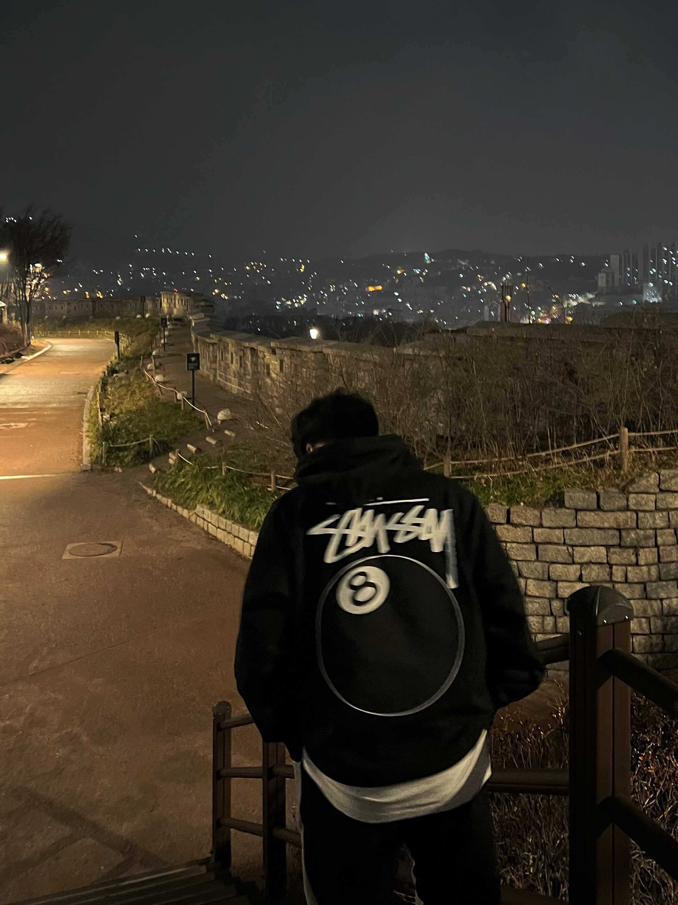 Stussy 8 Ball Hoodie Black - 21FW 착용 스타일