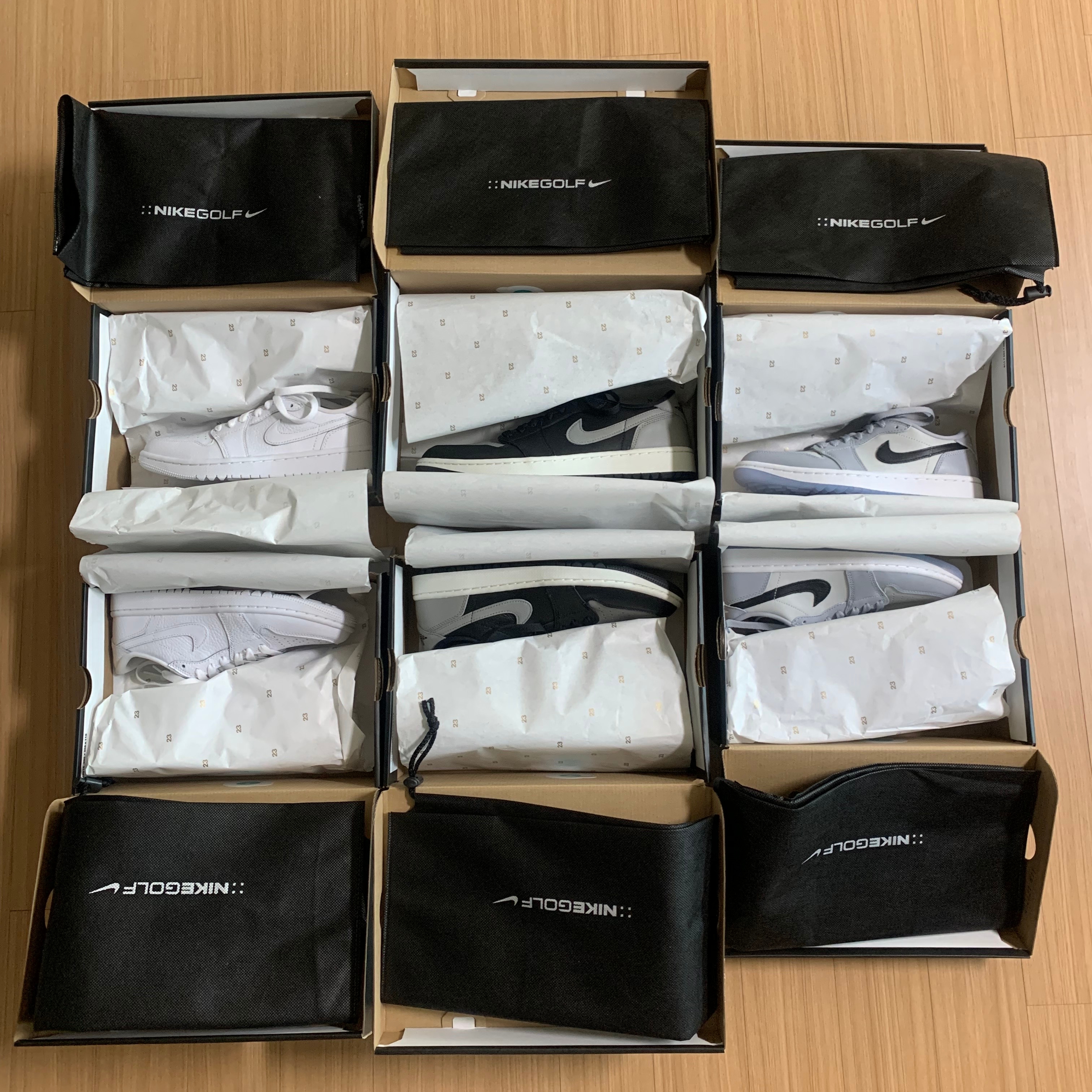 Jordan 1 Low Golf Wolf Grey, Jordan 1 Low Golf Triple White 착용 스타일 - 1
