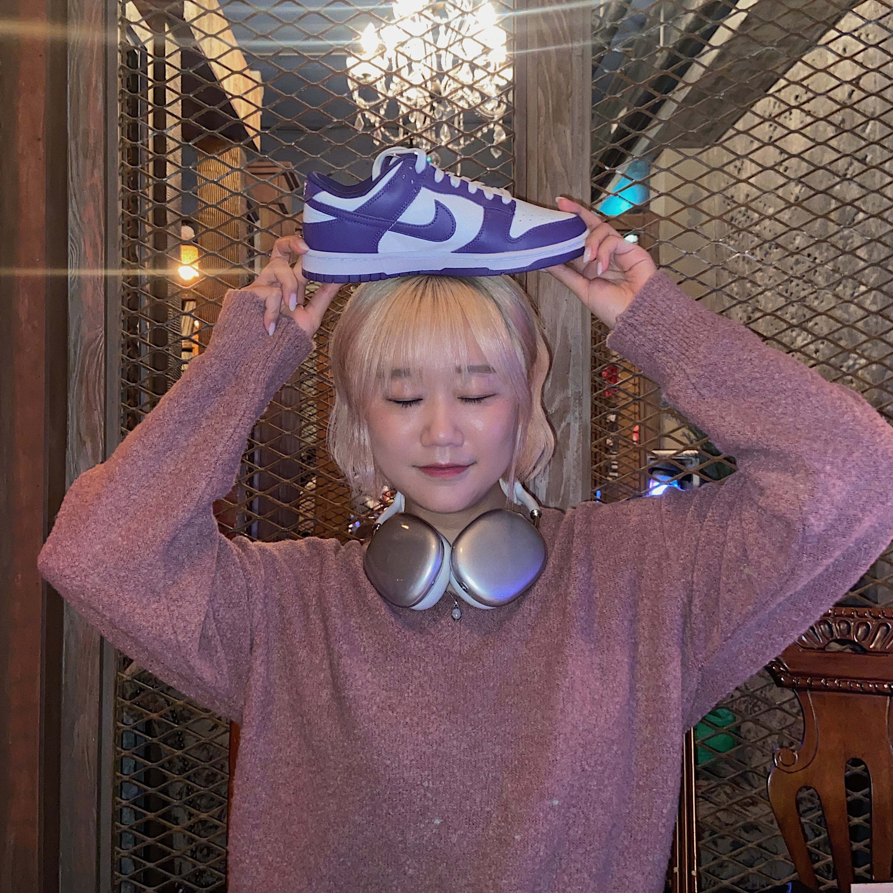 Nike Dunk Low Retro Championship Court Purple 착용 스타일 - 1