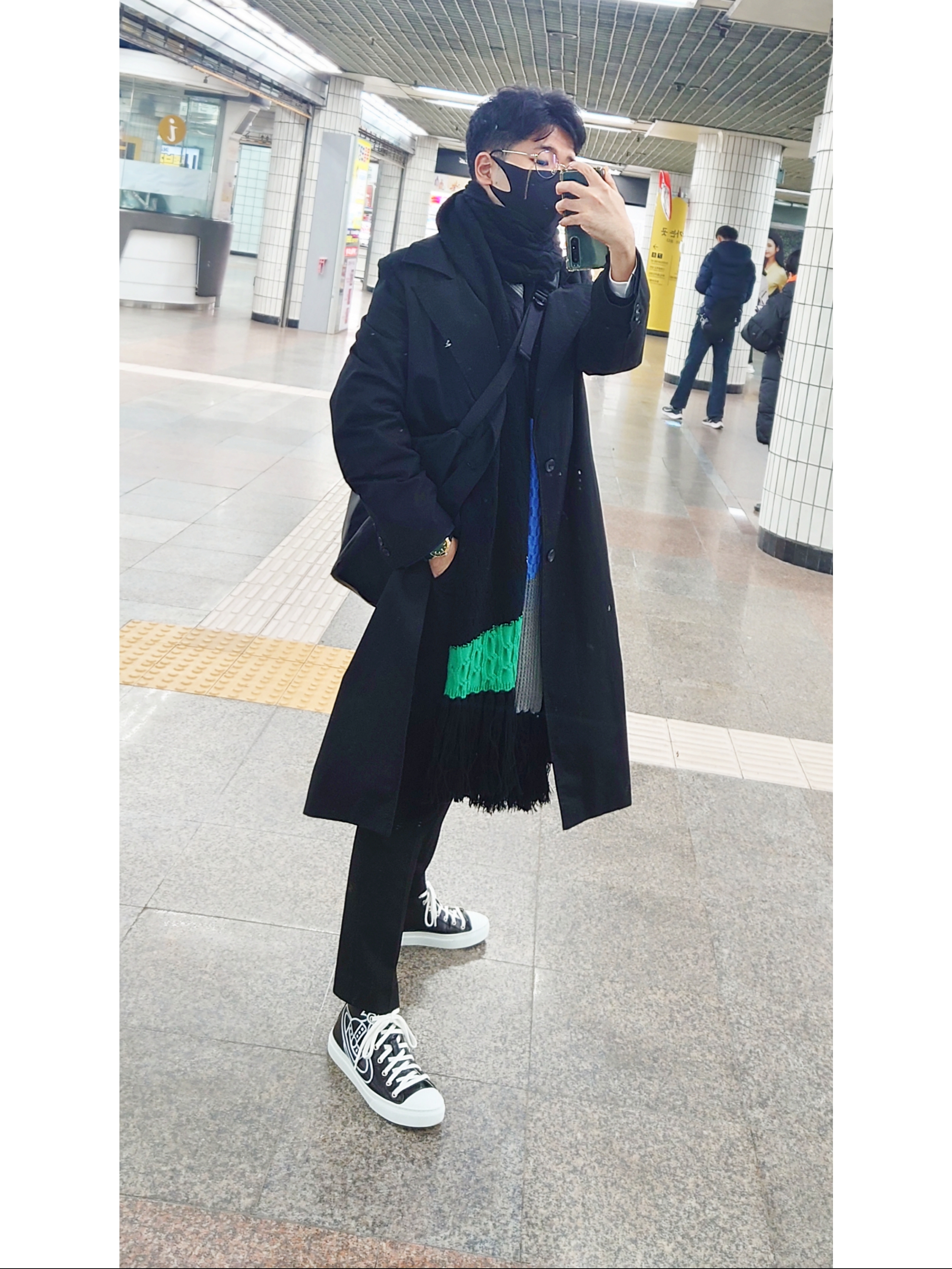 Ader Error x Zara Scarf Black 착용 스타일