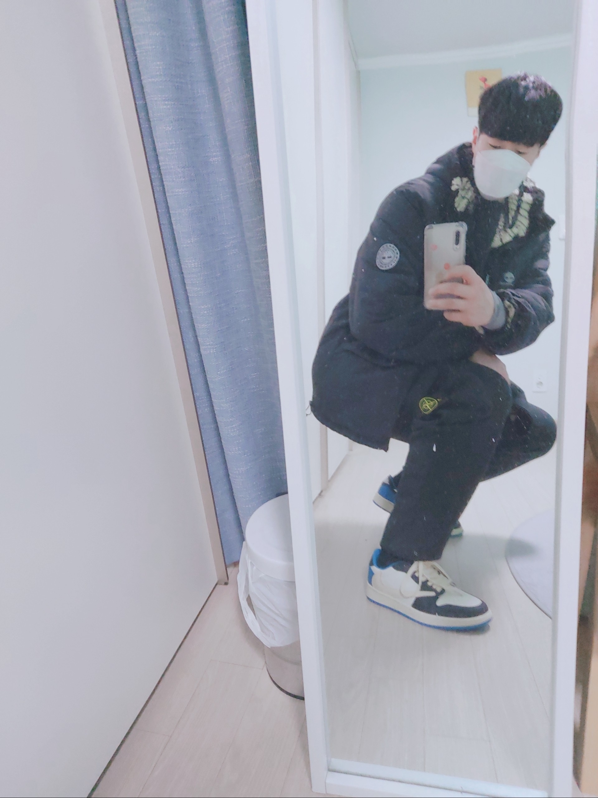 Supreme x Timberland Reversible Ripstop Jacket Black - 21FW, Jordan 1 x Travis Scott x Fragment Retro Low OG SP Military Blue 착용 스타일 - 2