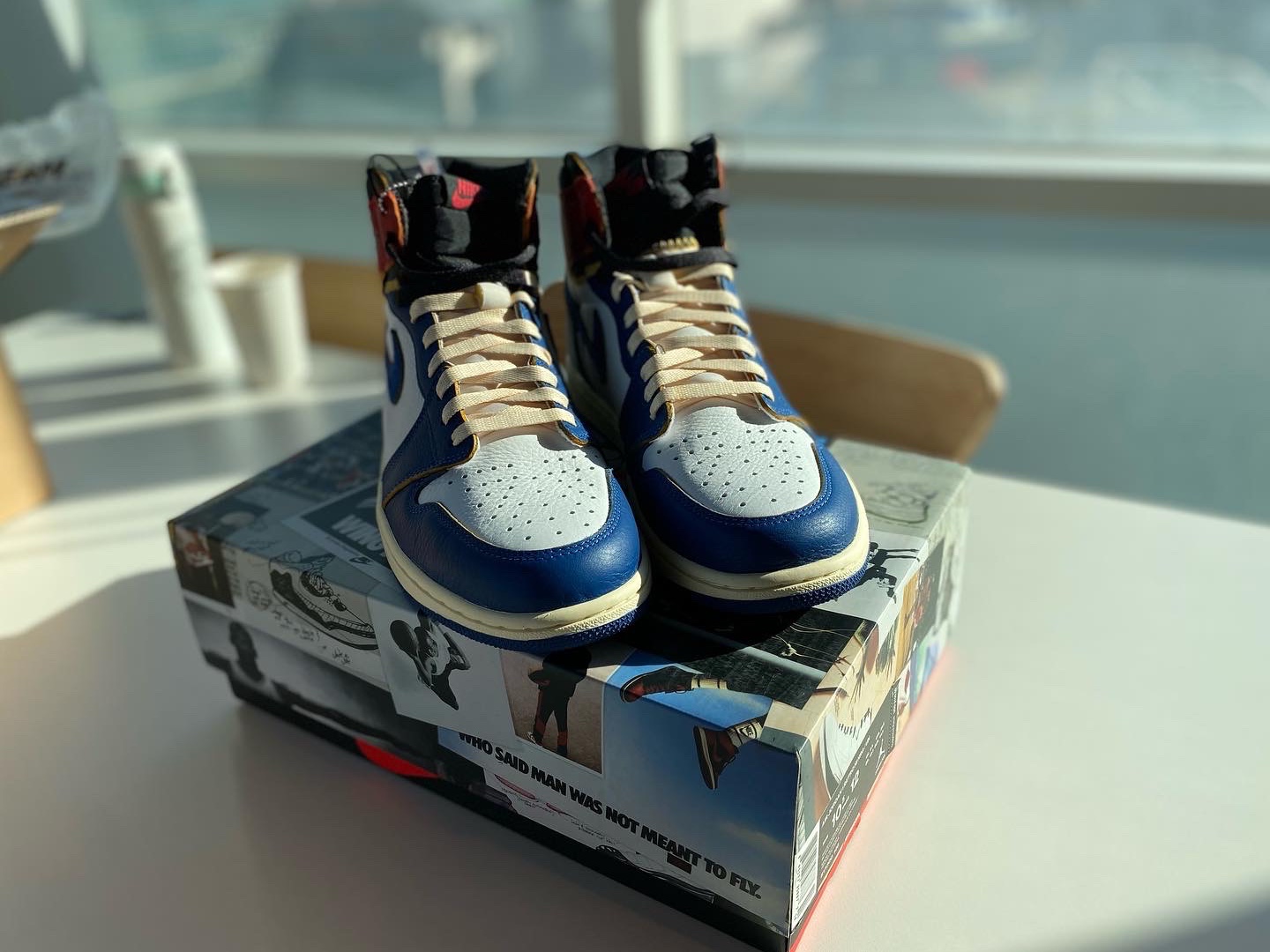 Jordan 1 x Union Retro High Blue Toe 착용 스타일 - 3