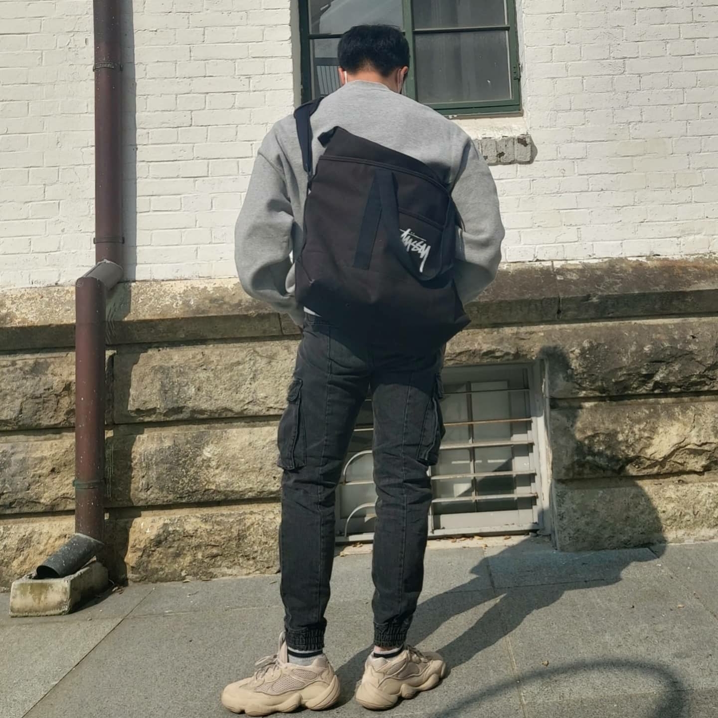 Nike x Stussy NRG BR Crew Fleece Grey, Adidas Yeezy 500 Taupe Light 착용 스타일 - 2