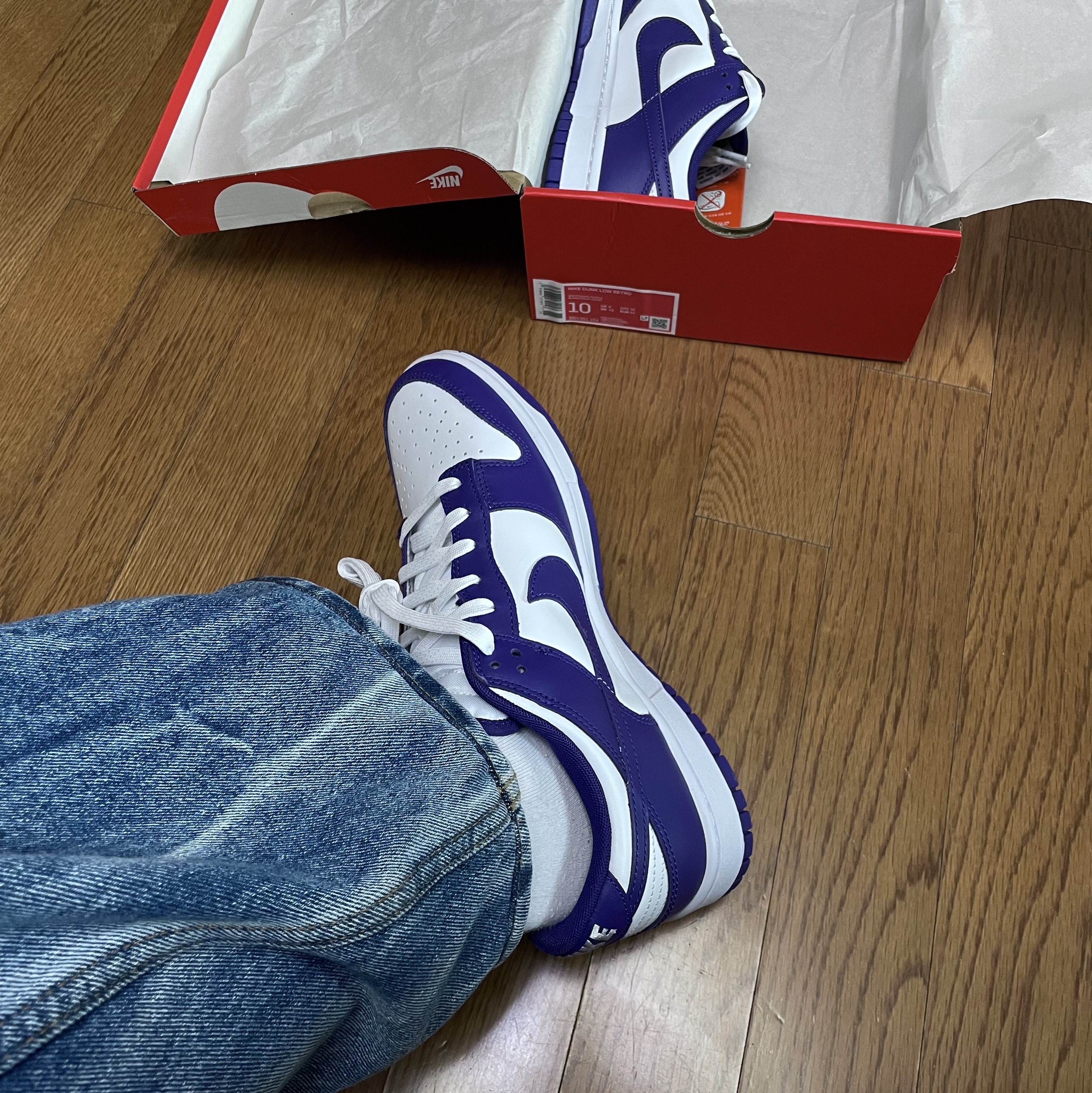 Nike Dunk Low Retro Championship Court Purple 착용 스타일 - 1
