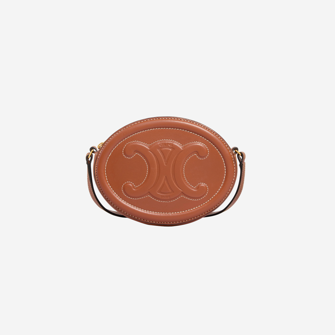 셀린느 스무스 카프스킨 크로스바디 오발 퍼스 레더 트리옹프 탄(Celine Crossbody Oval Purse Cuir Triomphe in Smooth Calfskin Tan)