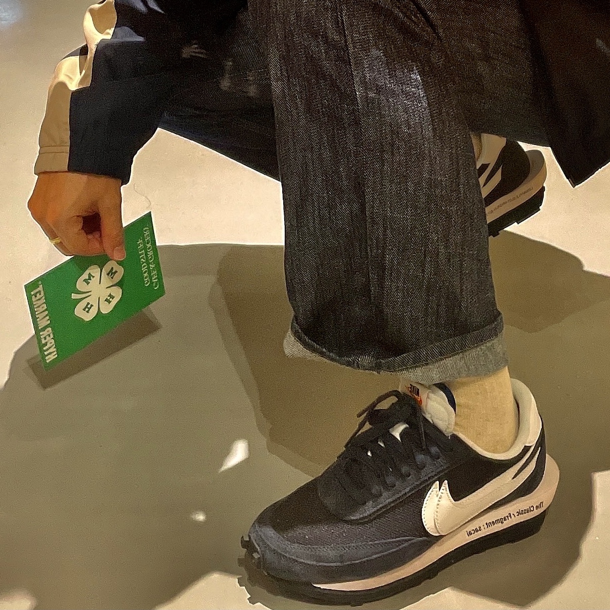 Nike x Sacai x Fragment LDWaffle Blackened Blue 착용 스타일