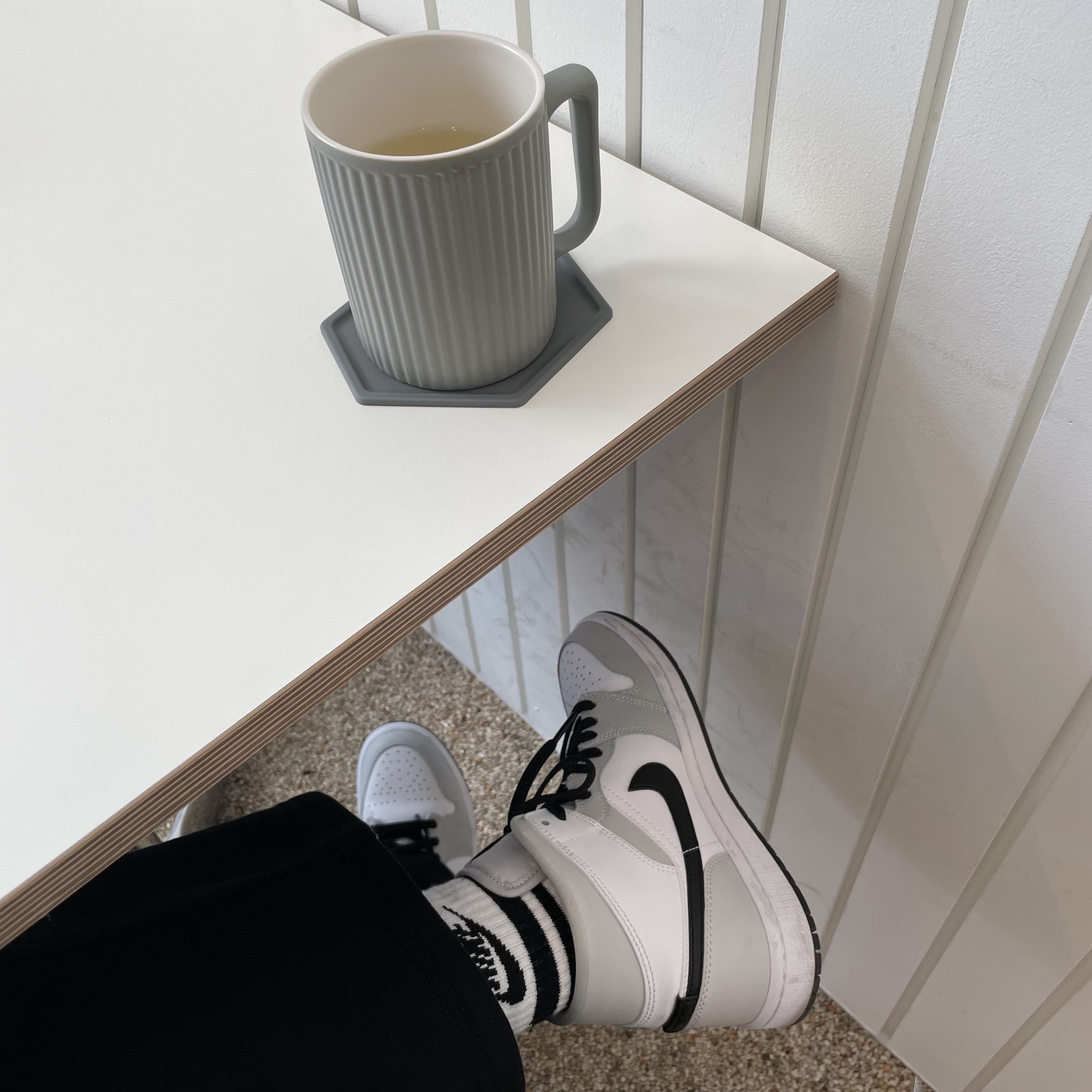 (W) Jordan 1 Mid Grey Fog 착용 스타일