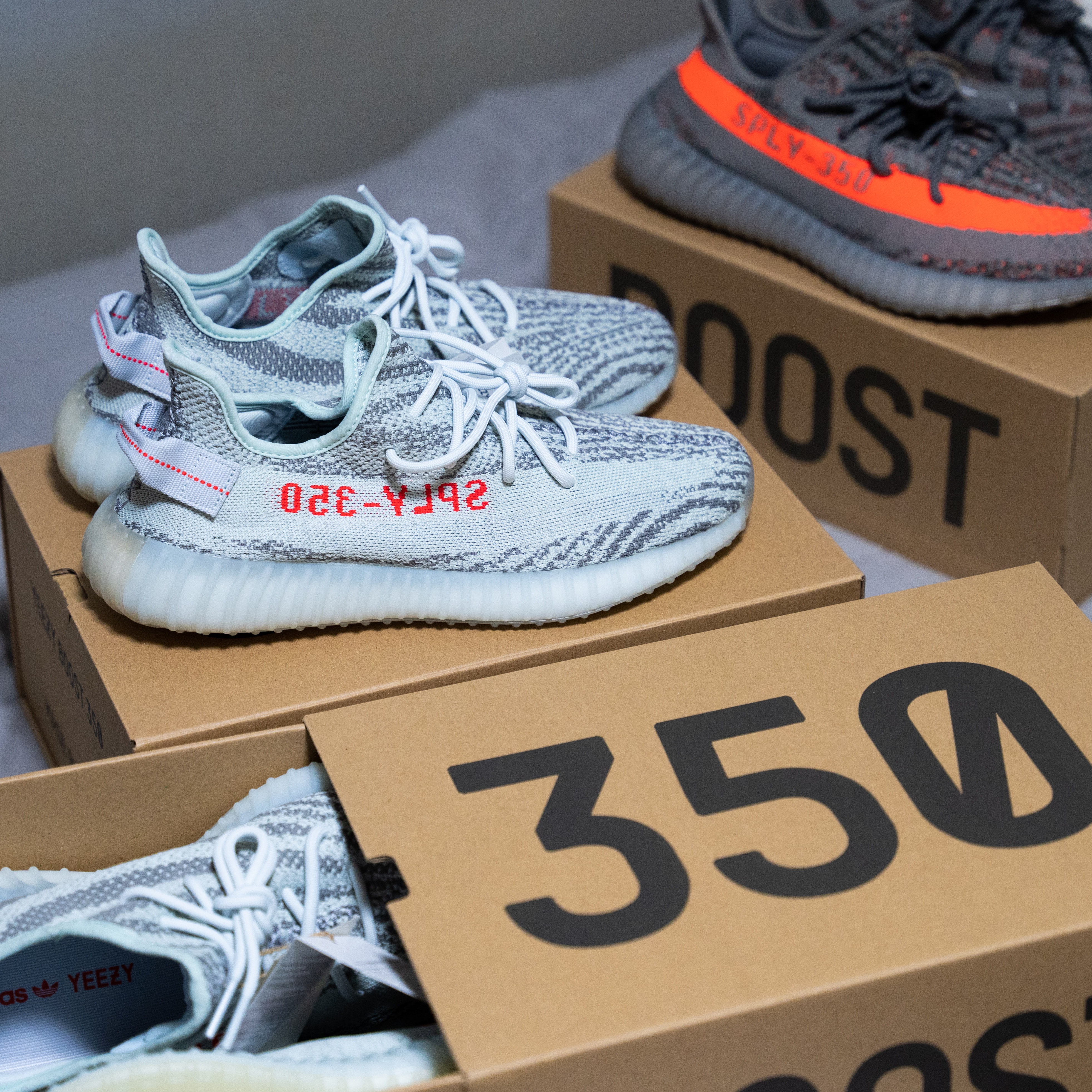 Adidas Yeezy Boost 350 V2 Blue Tint 2017, Adidas Yeezy Boost 350 V2 Beluga - Reflective 착용 스타일 - 1