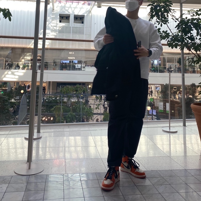 Jordan 1 Retro High OG Reverse Shattered Backboard, Nike M NRG Crew Fleece Grey Heather - Asia 착용 스타일