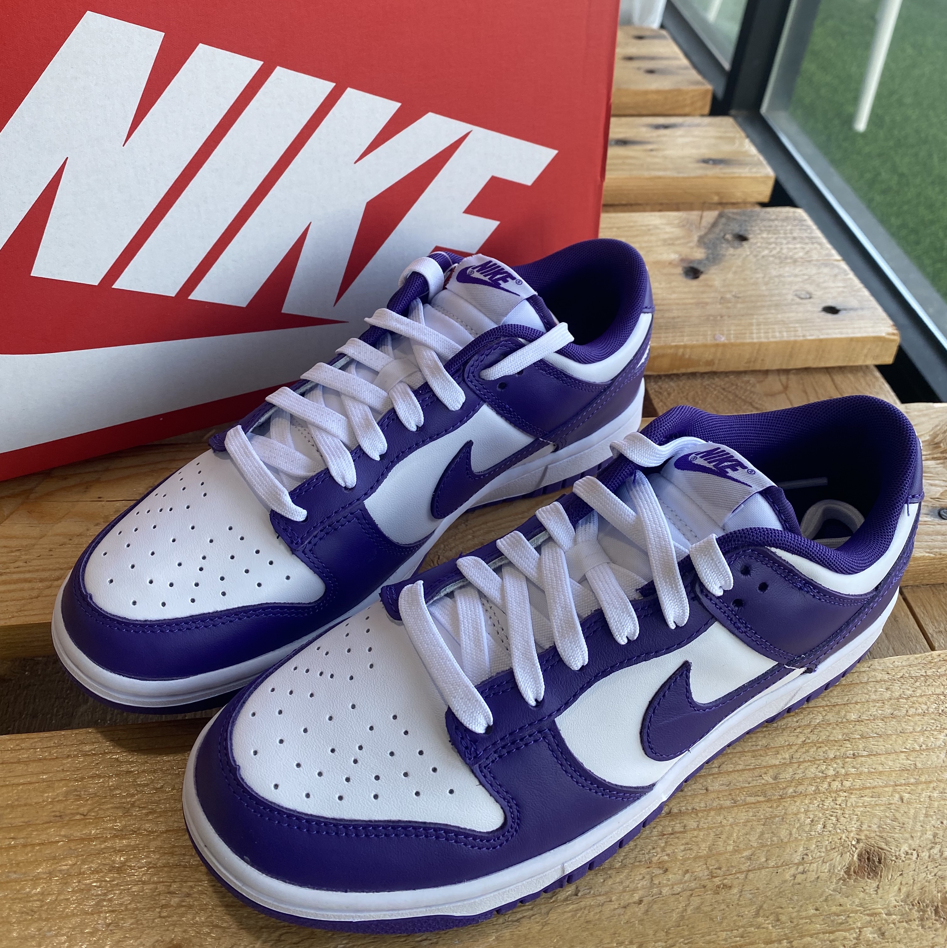 Nike Dunk Low Retro Championship Court Purple 착용 스타일