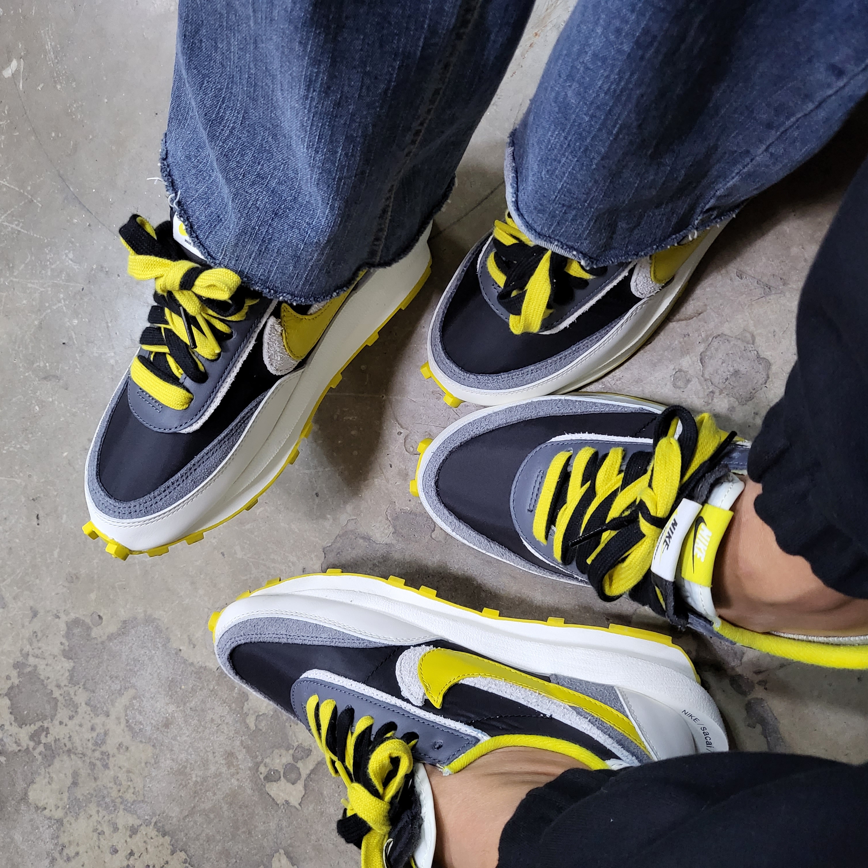 Nike x Sacai x Undercover LDWaffle Black Bright Citron 착용 스타일 - 1
