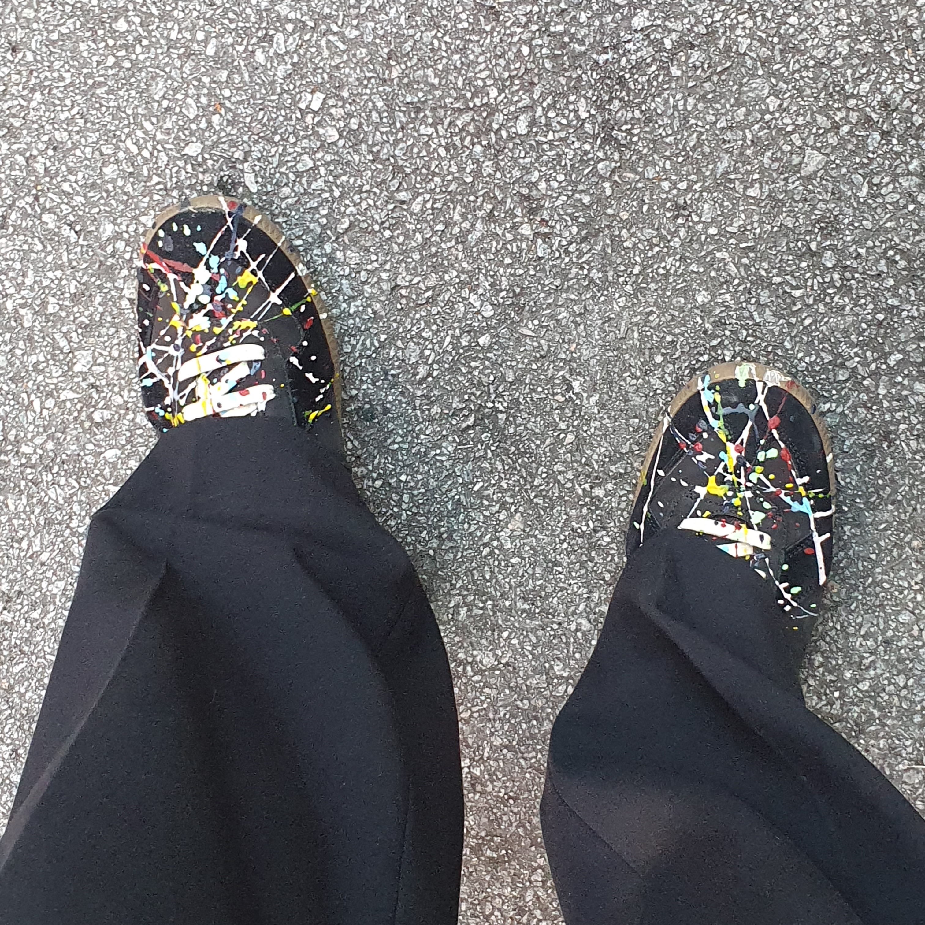 Maison Margiela Replica Paint Drop Sneakers Black 착용 스타일