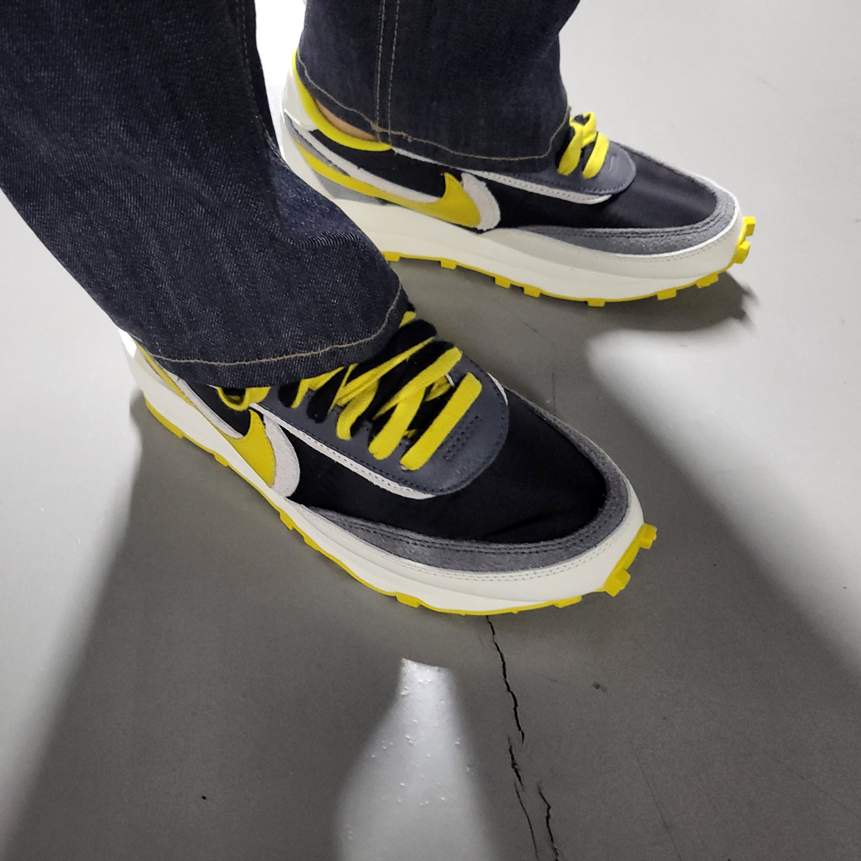 Nike x Sacai x Undercover LDWaffle Black Bright Citron 착용 스타일 - 2