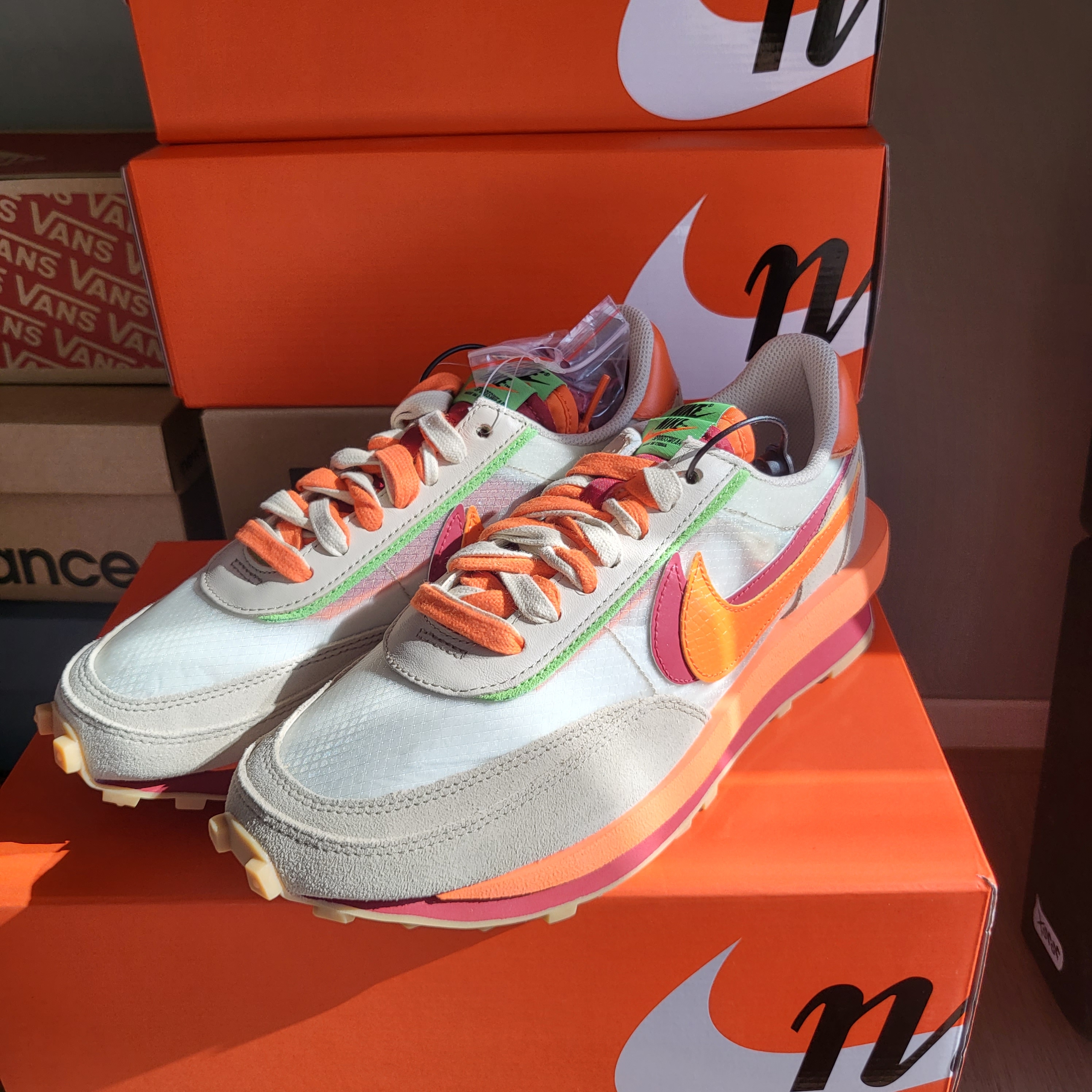 Nike x Sacai x Clot LDWaffle Orange Blaze 착용 스타일 - 1