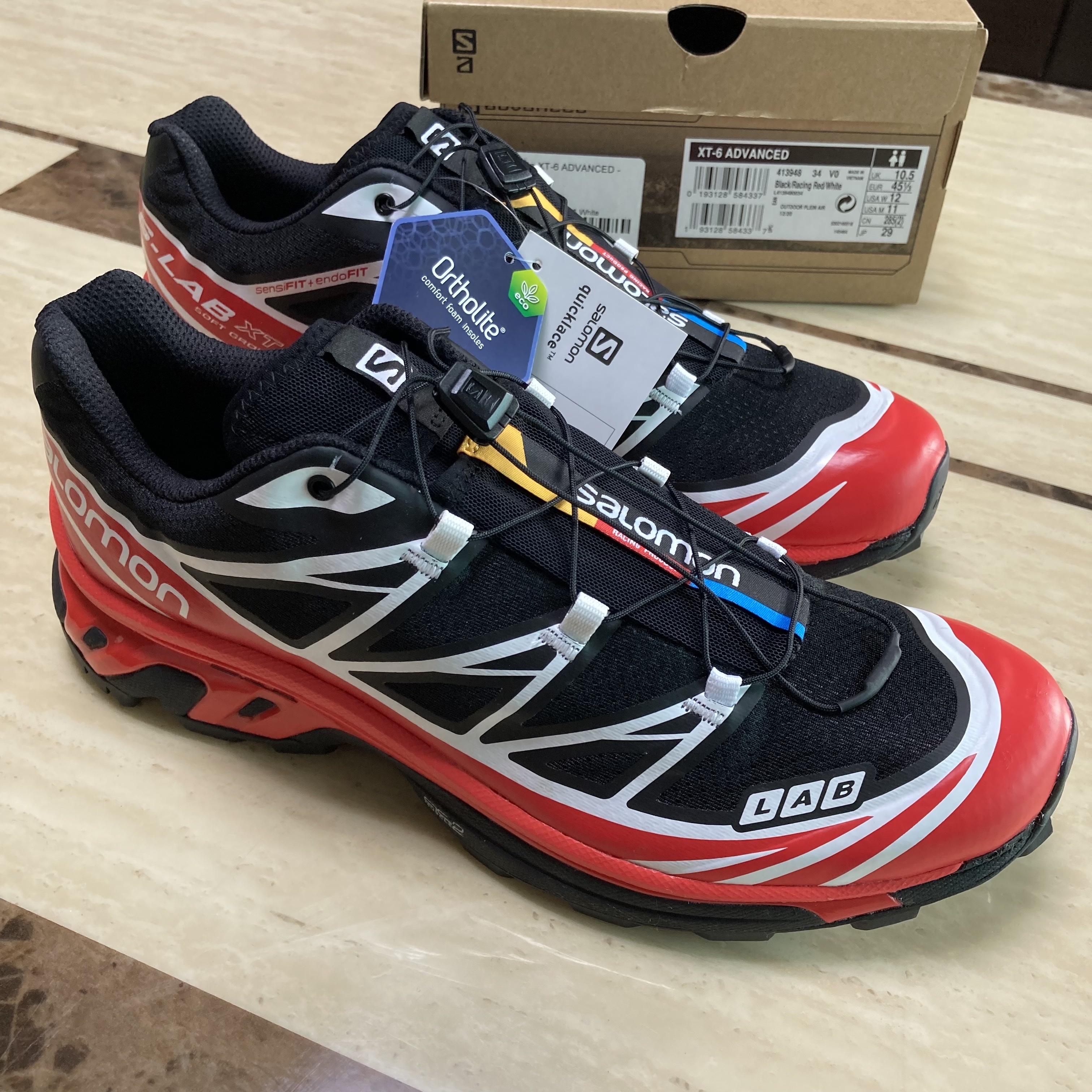 Salomon XT-6 ADV Black Racing Red 착용 스타일 - 2