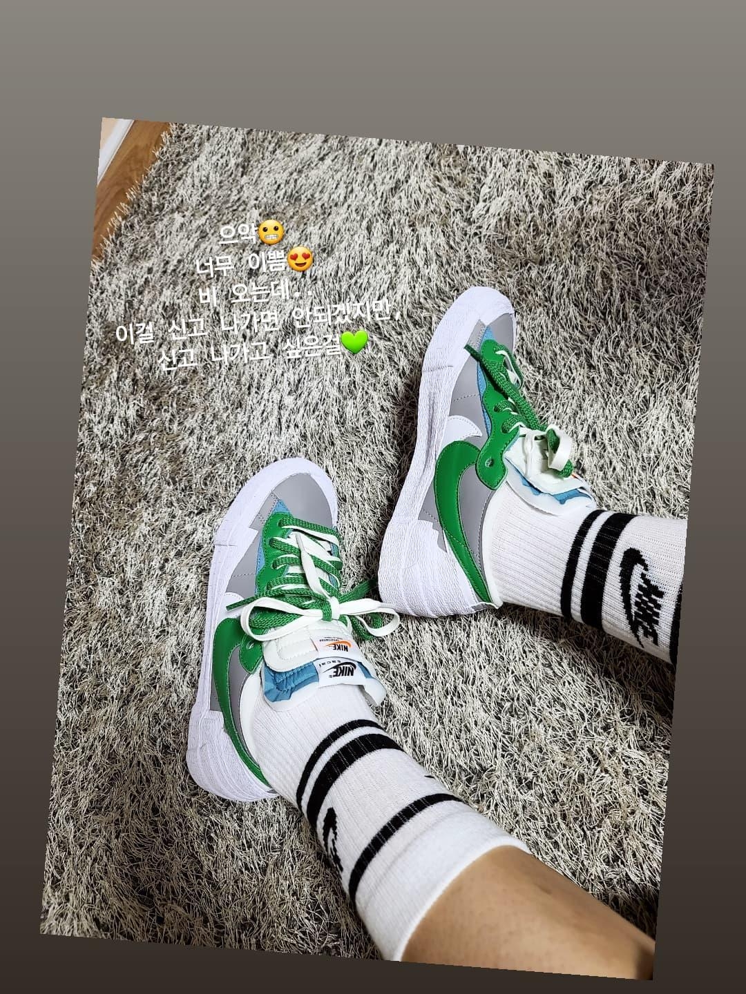 Nike x Sacai Blazer Low Classic Green 착용 스타일