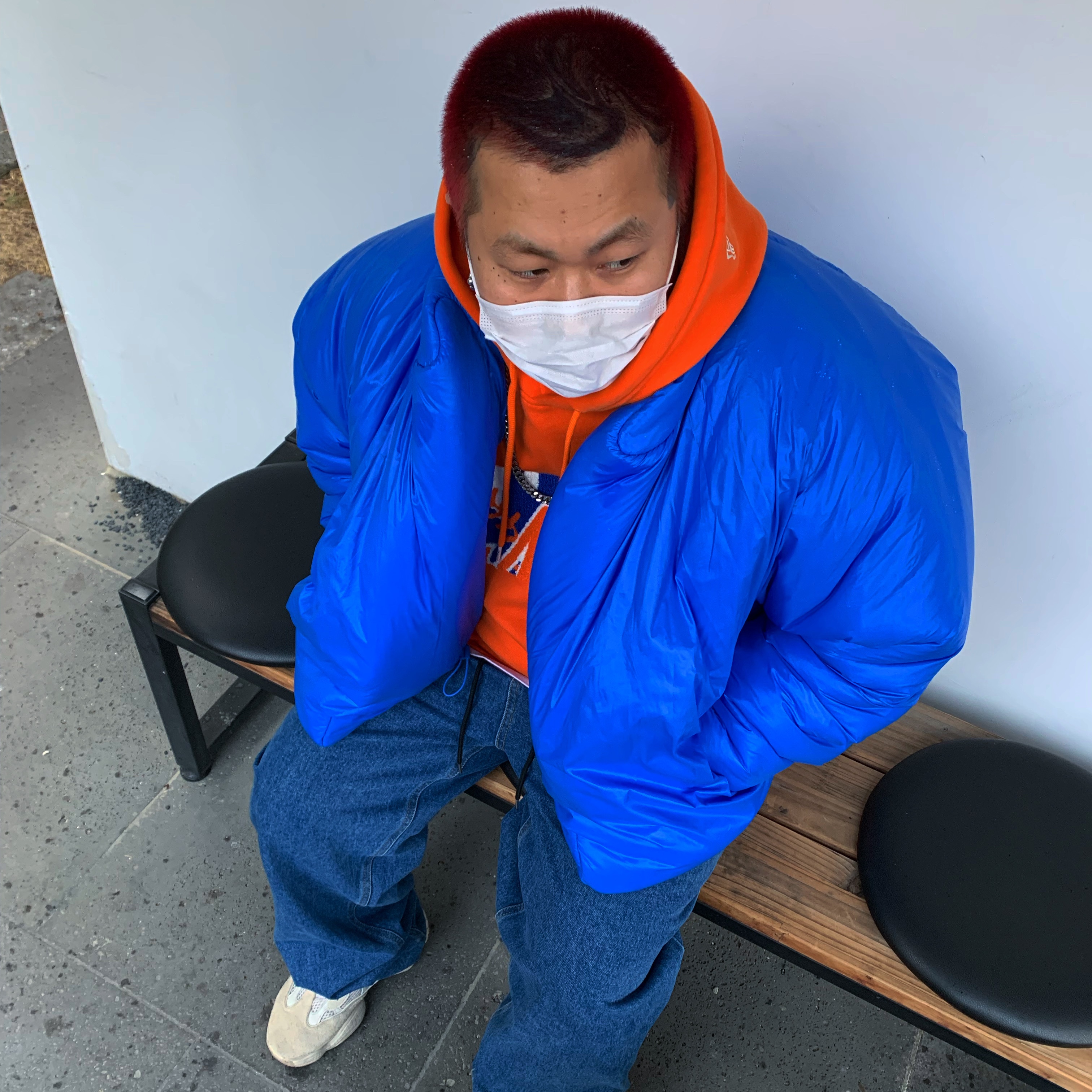 Yeezy Gap Round Jacket Blue, Adidas Yeezy 500 Blush 2018 착용 스타일