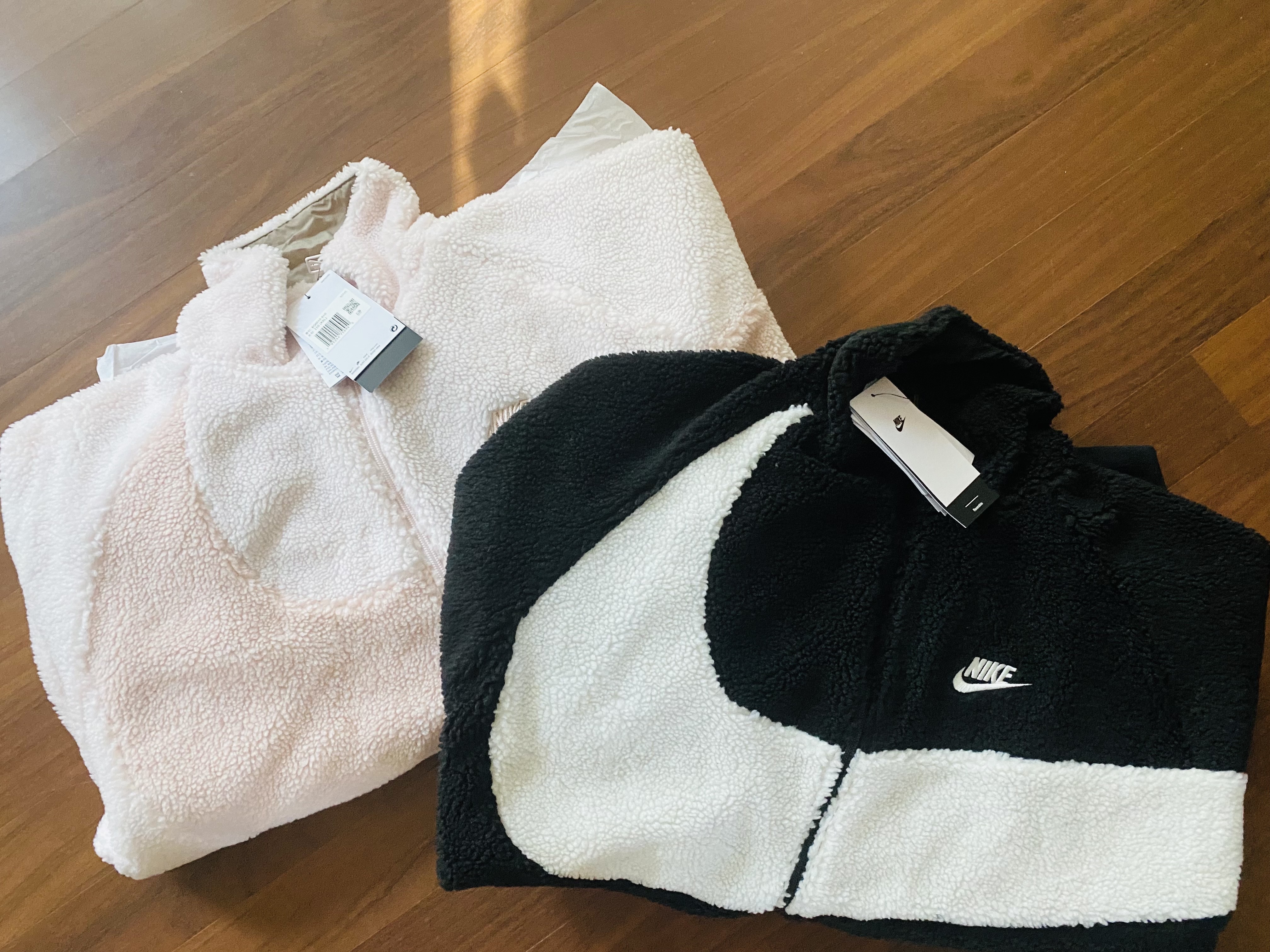 Nike Big Swoosh Full Zip Jacket Black Sail, Nike Big Swoosh Full Zip Jacket Light Soft Pink Pink Oxford 착용 스타일 - 1